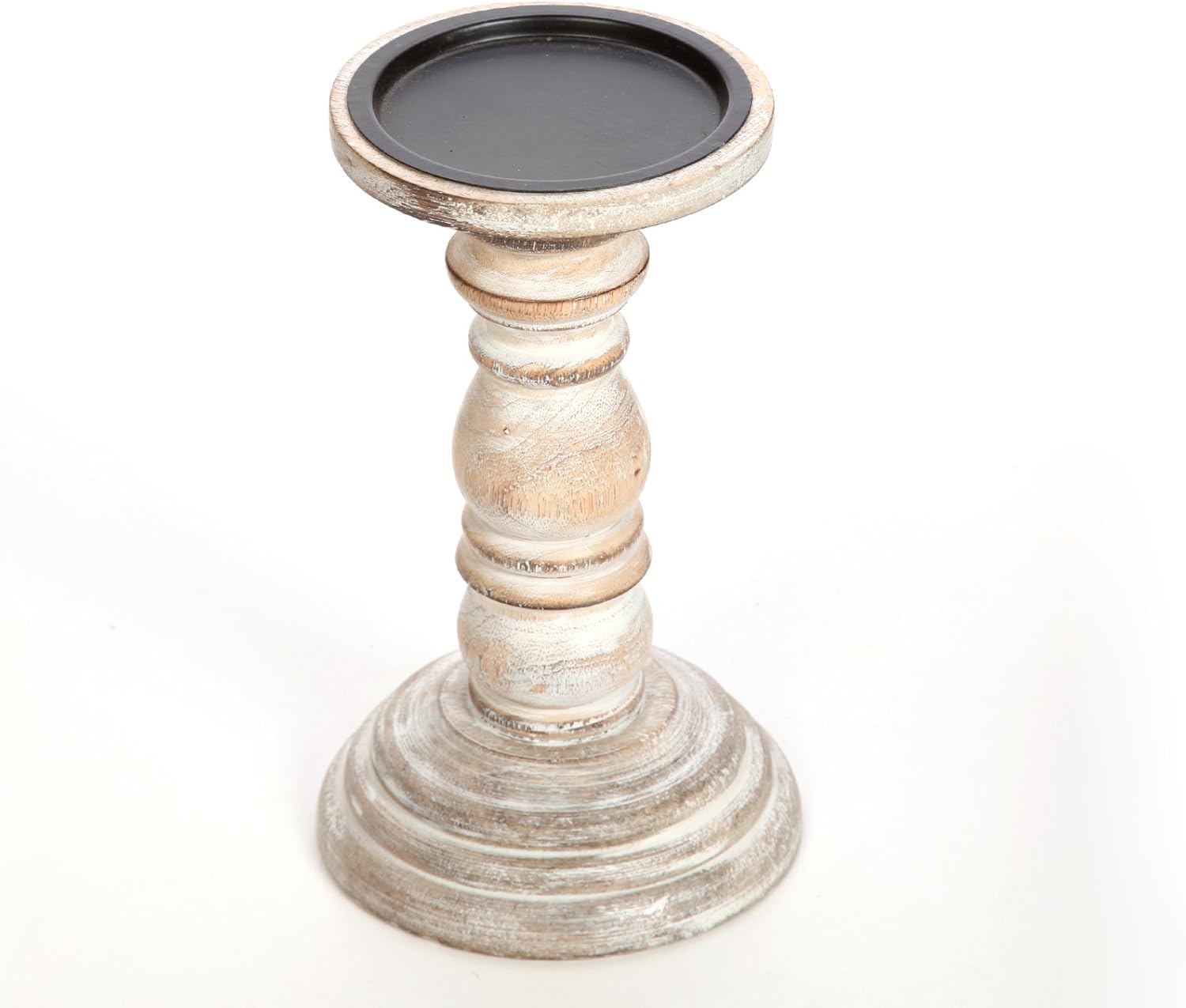 Hosley 8 Inch High Wood Candle Holder for Pillar Wax Candles