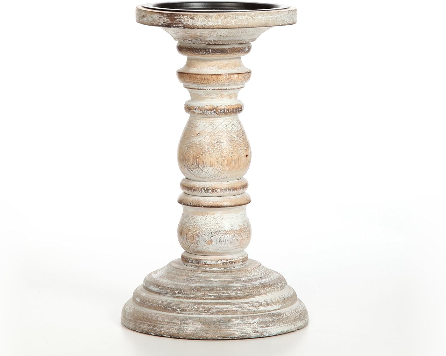 Hosley 8 Inch High Wood Candle Holder for Pillar Wax Candles