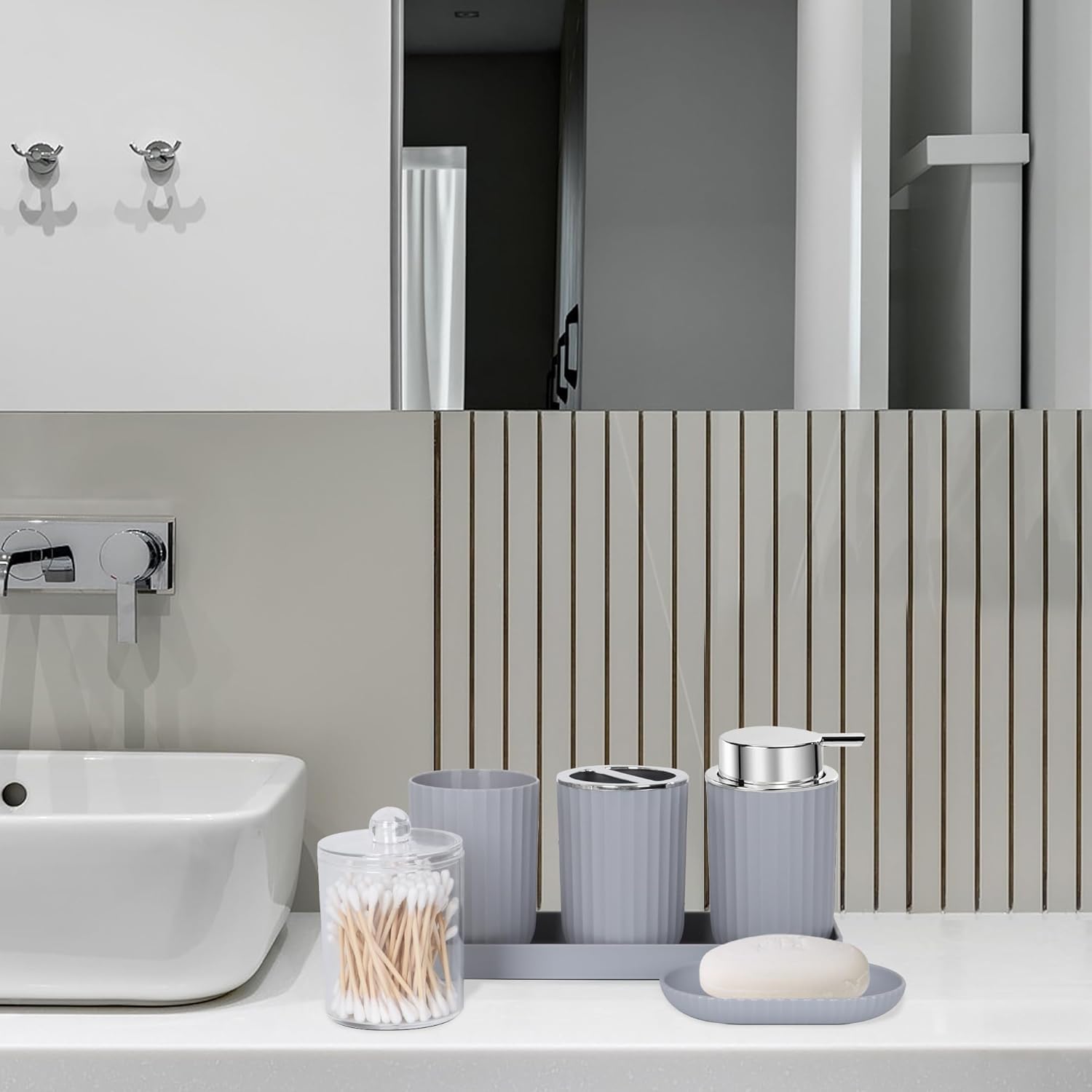 FEILANDUO 8 Piece Bathroom Accessory Set Gray