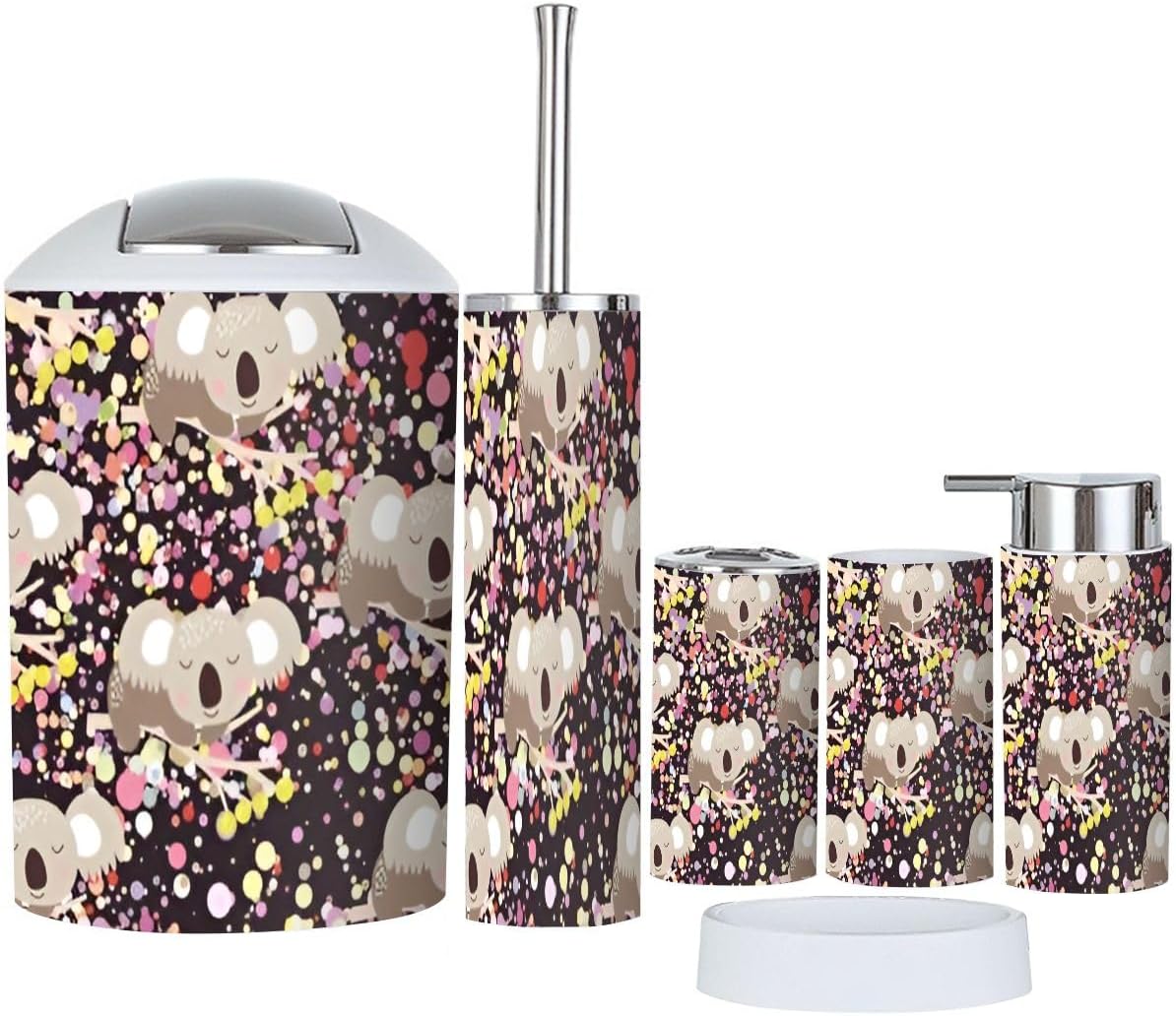 6 Piece Bathroom Accessory Set with Funny Animal Design