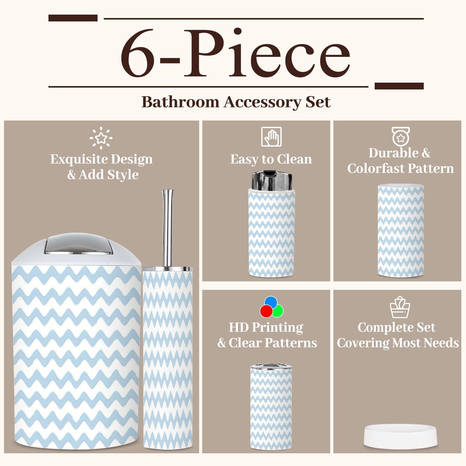 6-Piece Boho Bathroom Accessories Set