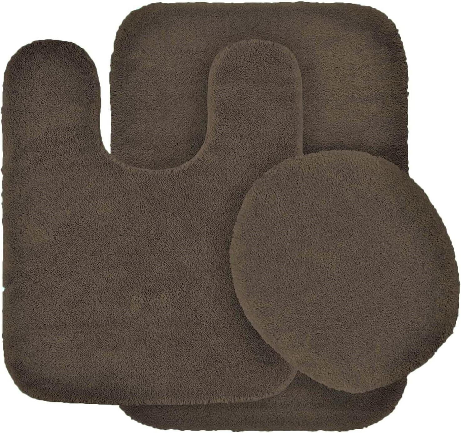 3 Piece Bath Mat Set with Rubber Backing
