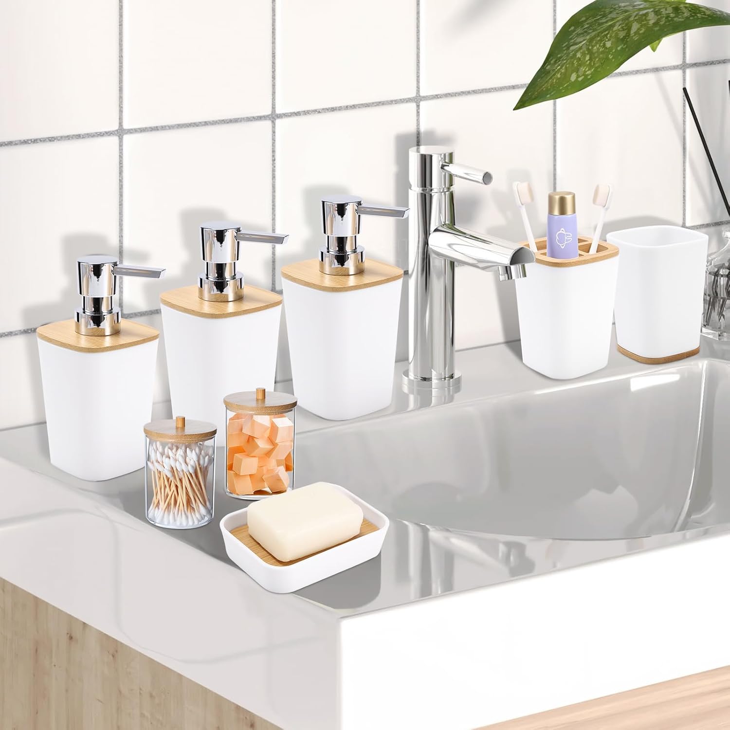 XLHOMO White Bathroom Accessory Set for Modern Home