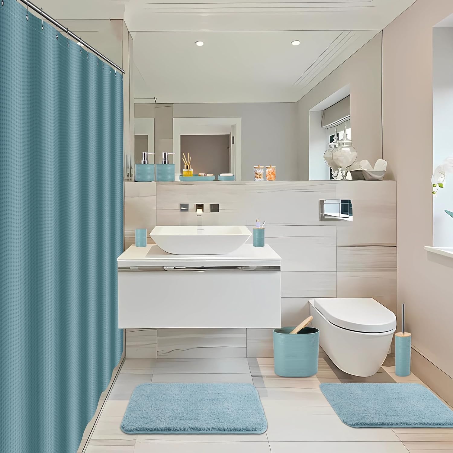 XLHOMO Light Blue Bathroom Accessories Set 25PC