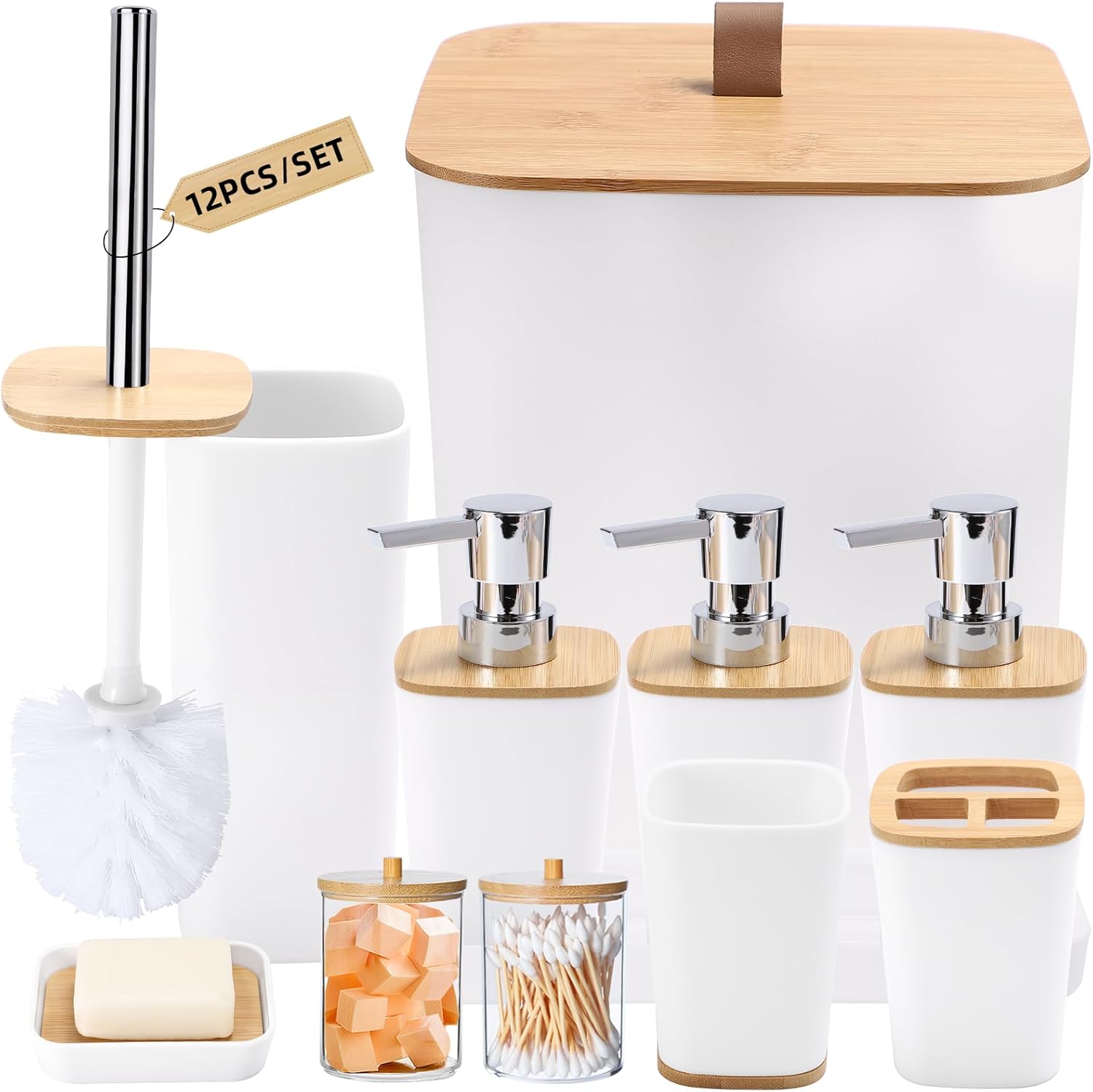 XLHOMO White Bathroom Accessory Set for Modern Home