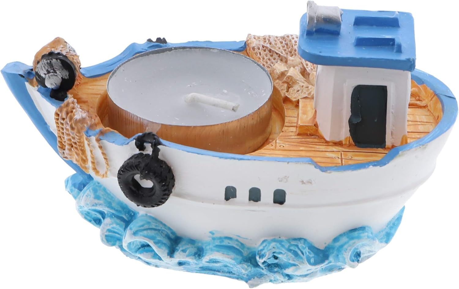 Nautical Tea Light Holder Boat Shape Brown 35x15x175 in