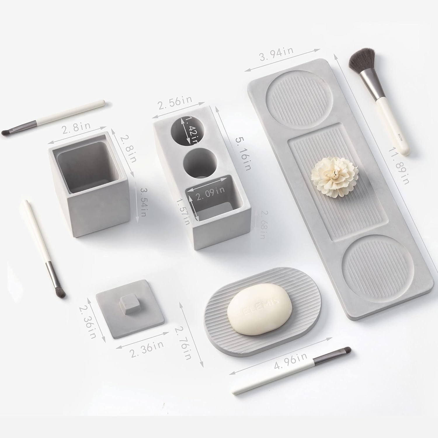 AUSAULAC Sturdy Diatomite Bathroom Accessory Set in Grey