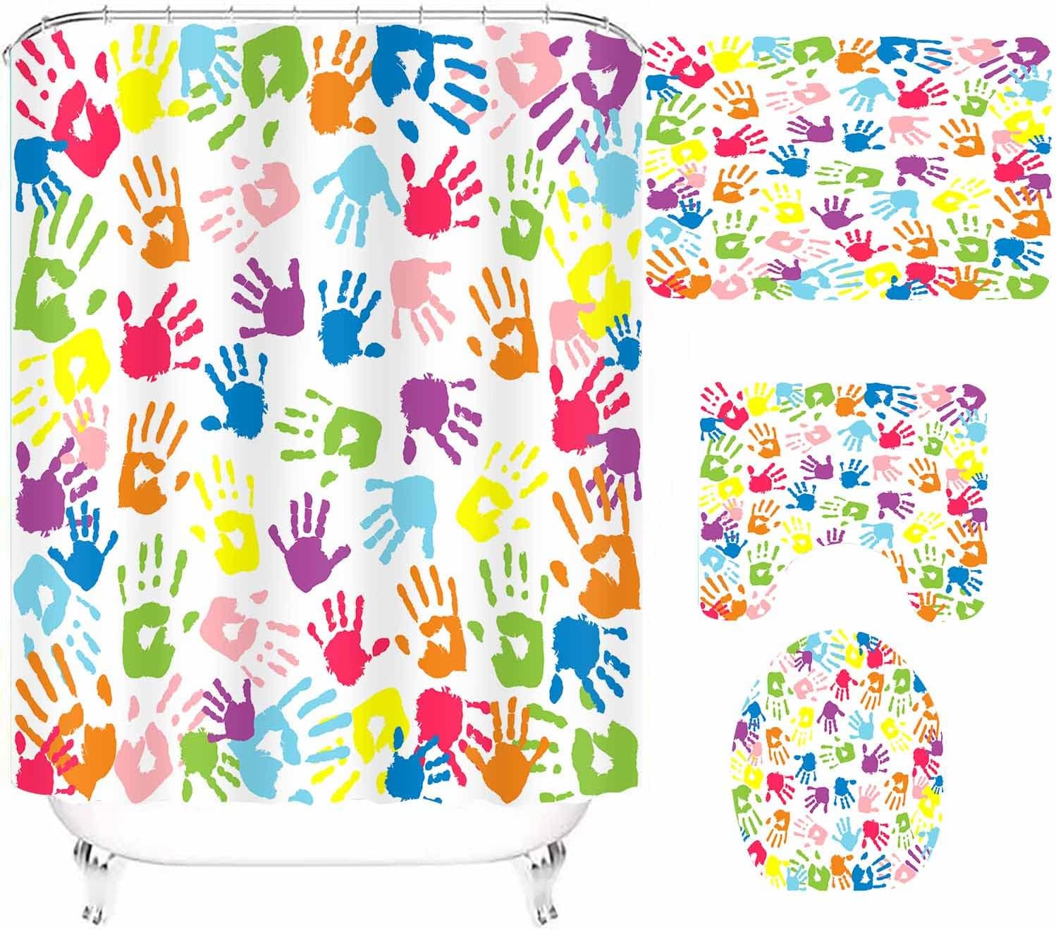 Vibrant Rainbow Shower Curtain Set for Kids