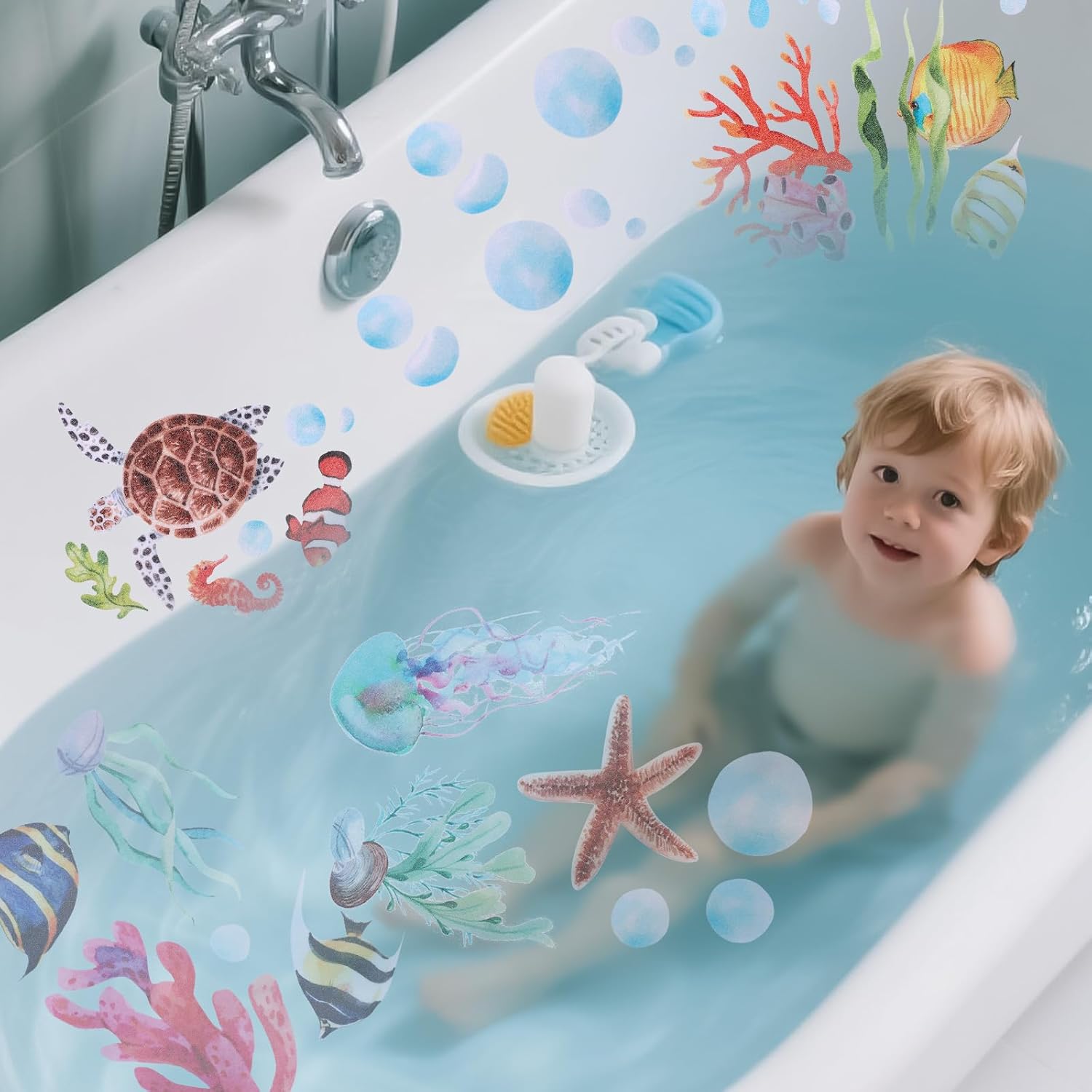 Adventure in the Bath 6pcs Ocean Creature Marine Sticker Set for Kids