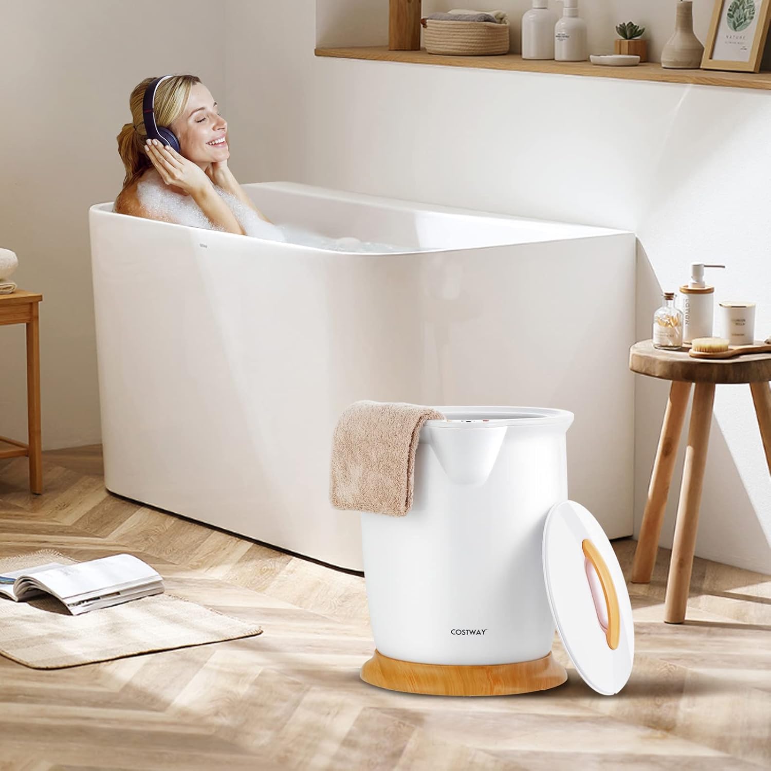Costway Bucket Towel Warmer With Fragrance Holder