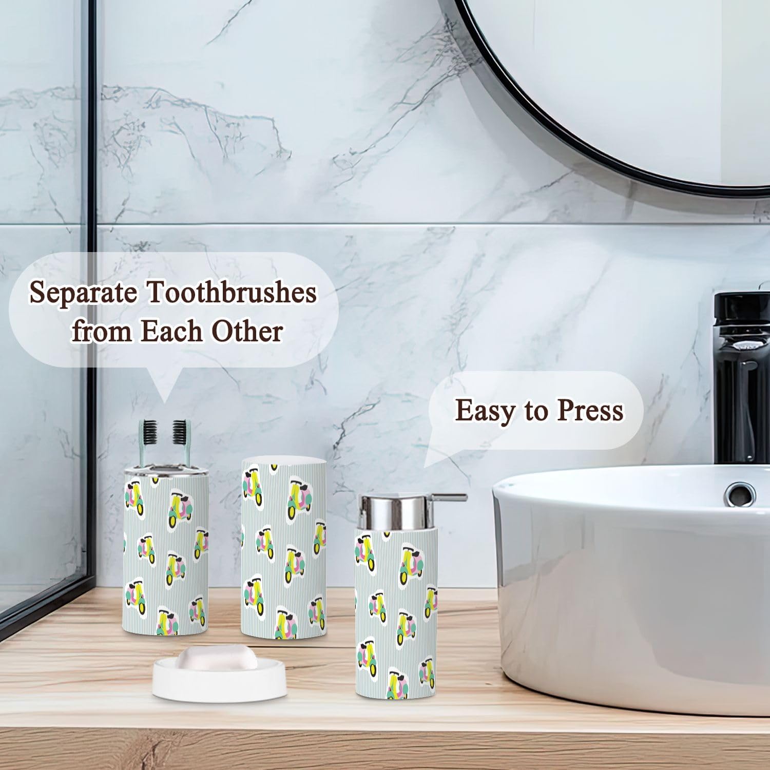 Retro Bath Organizer 6-Piece Set for Clean Stylish Storage