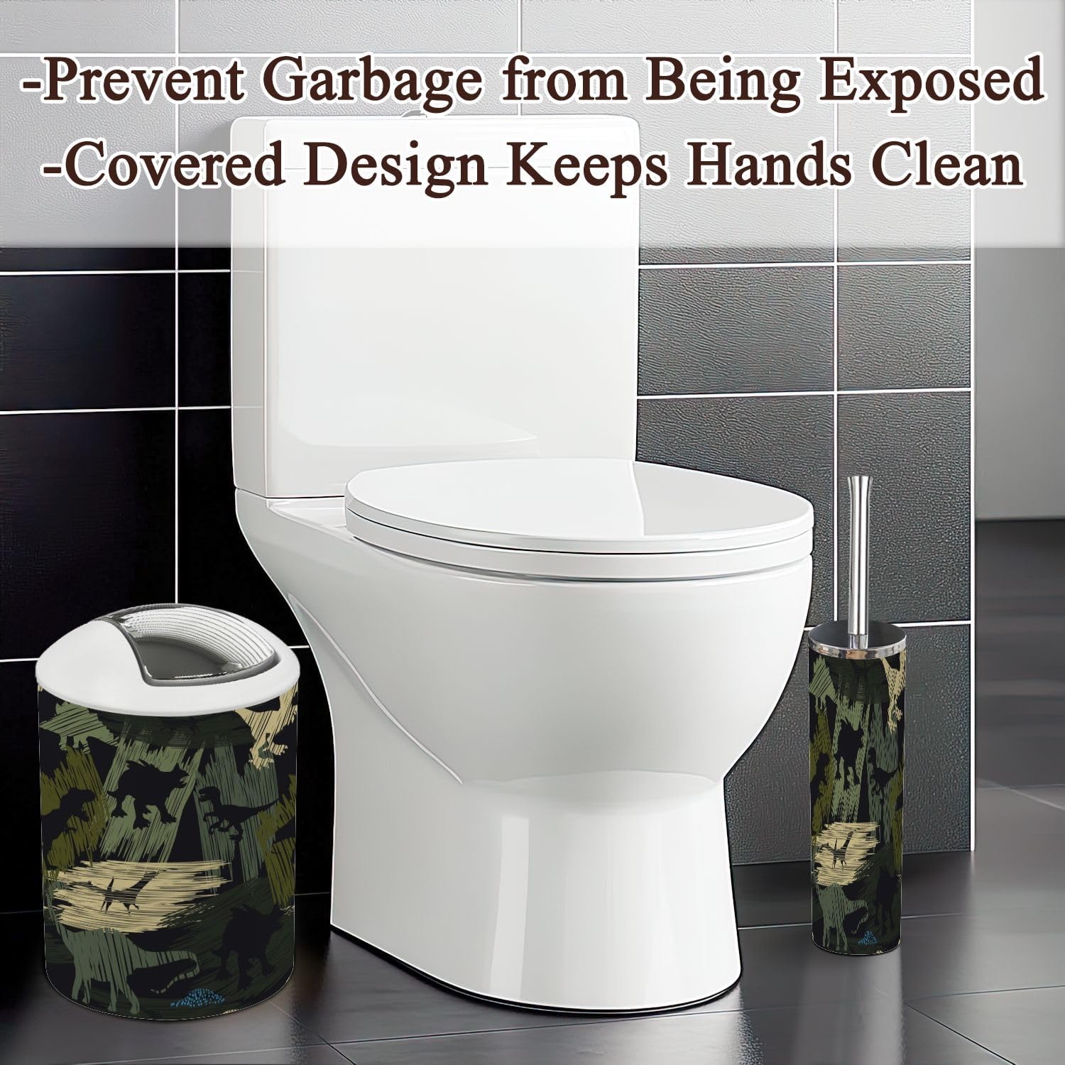 Bathroom Accessories Set 6 Pcs Dino Camouflage for Home Commercial Use
