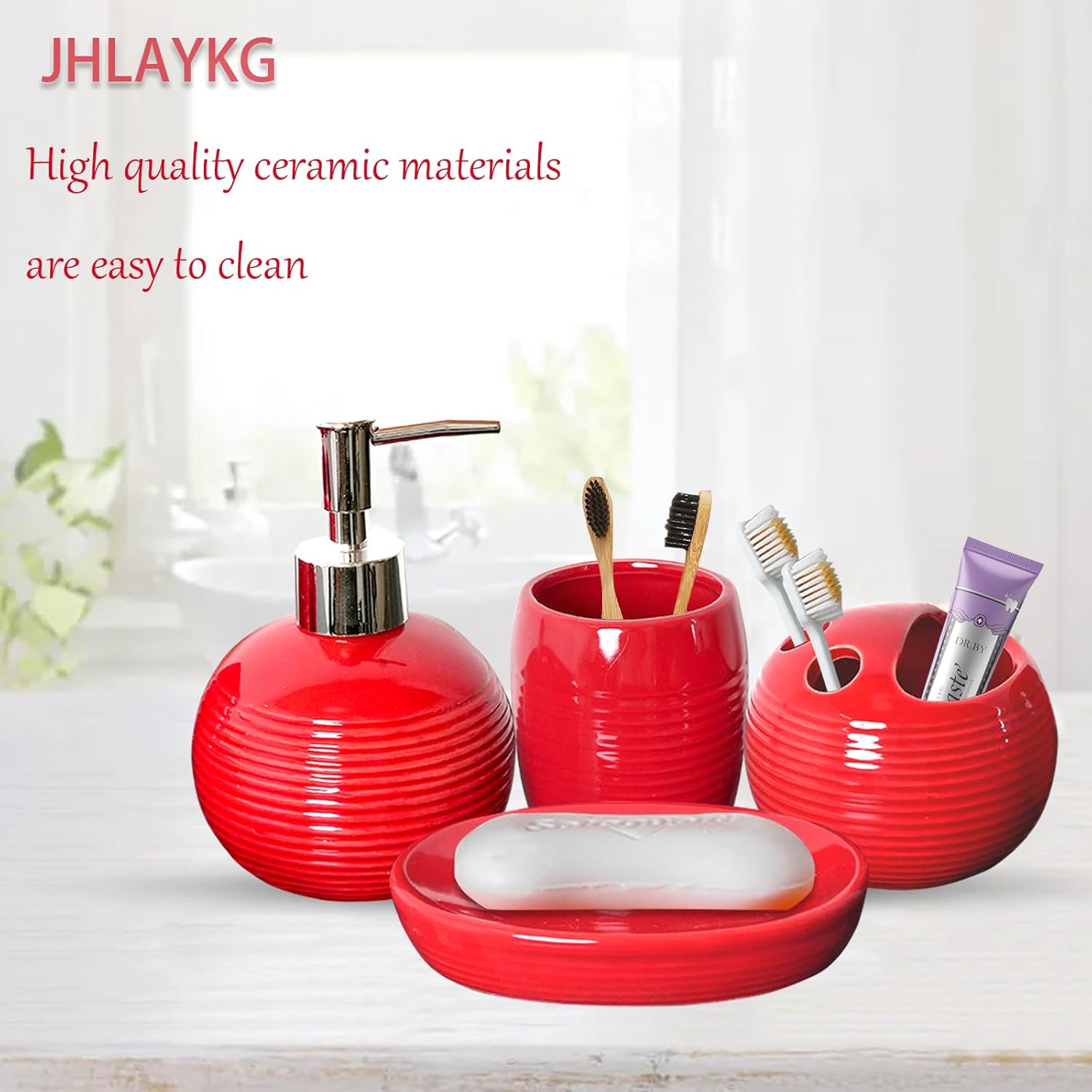 4-Piece Ceramic Bathroom Accessory Set