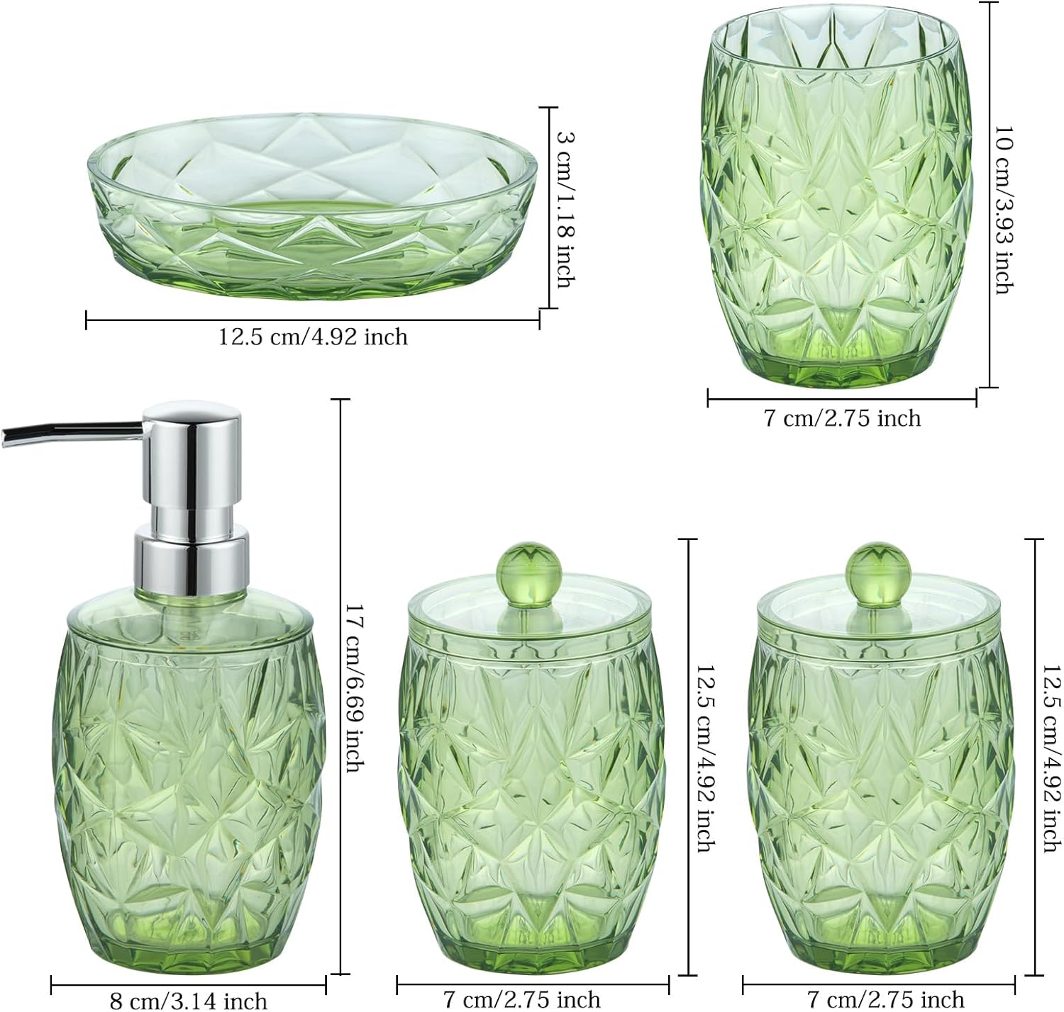 Green Bathroom Accessories Set 5pcs
