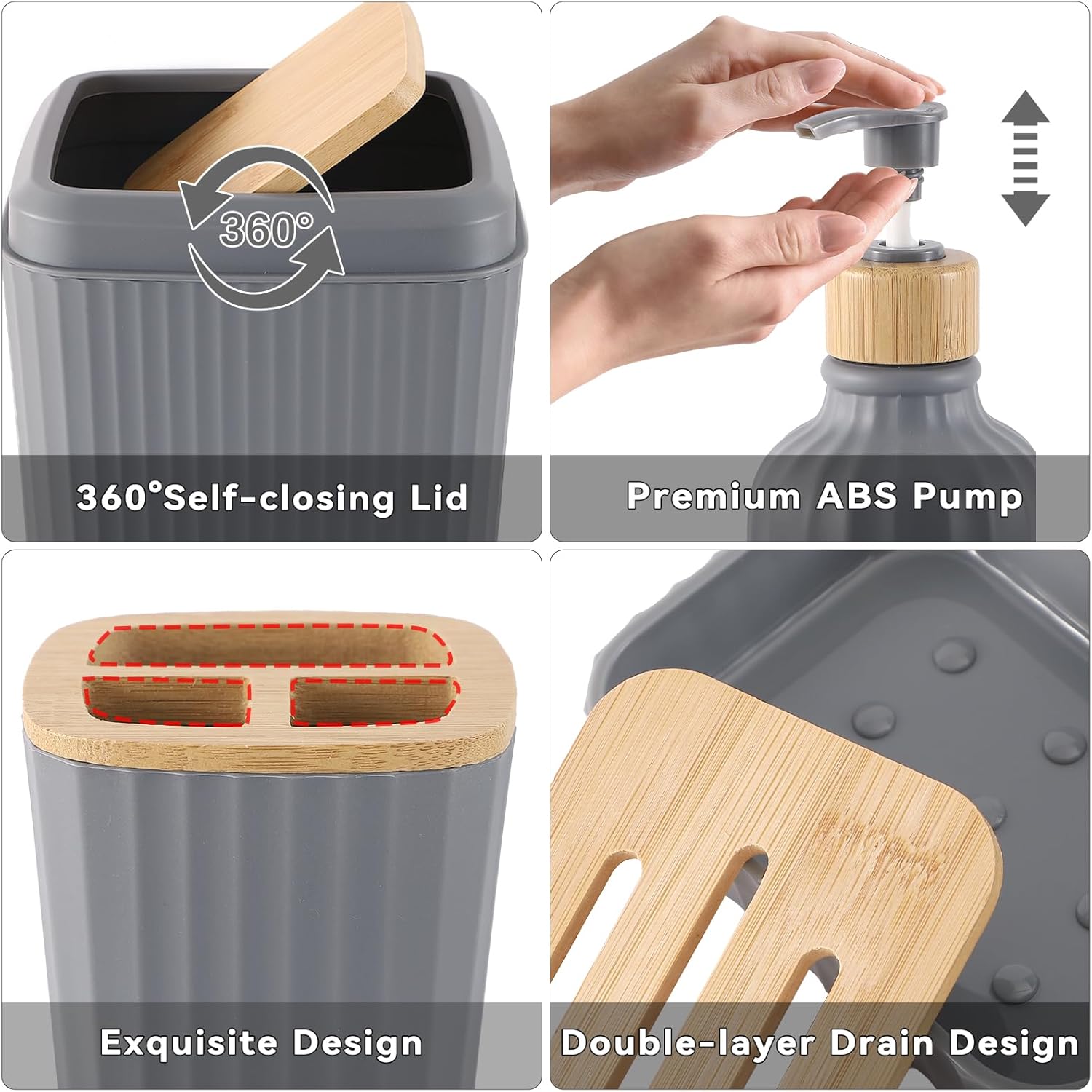 32-Piece Grey Bathroom Accessories Set