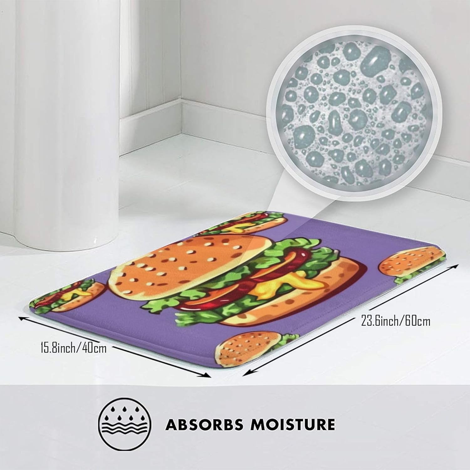 Cartoon Hamburger Welcome Door Mat For Entryway