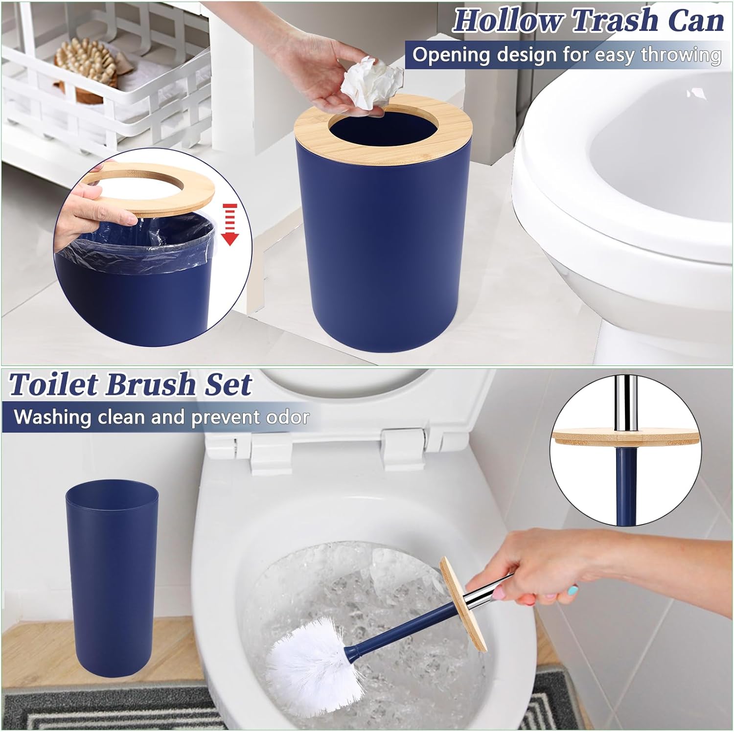 Navy Blue Bathroom Accessory Set
