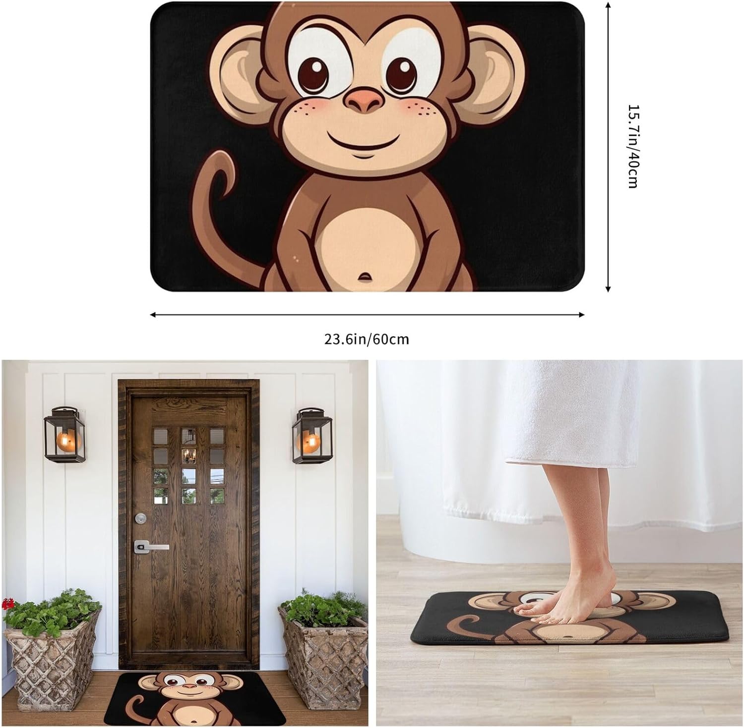 Cartoon Brown Monkey Front Door Mat 236x157