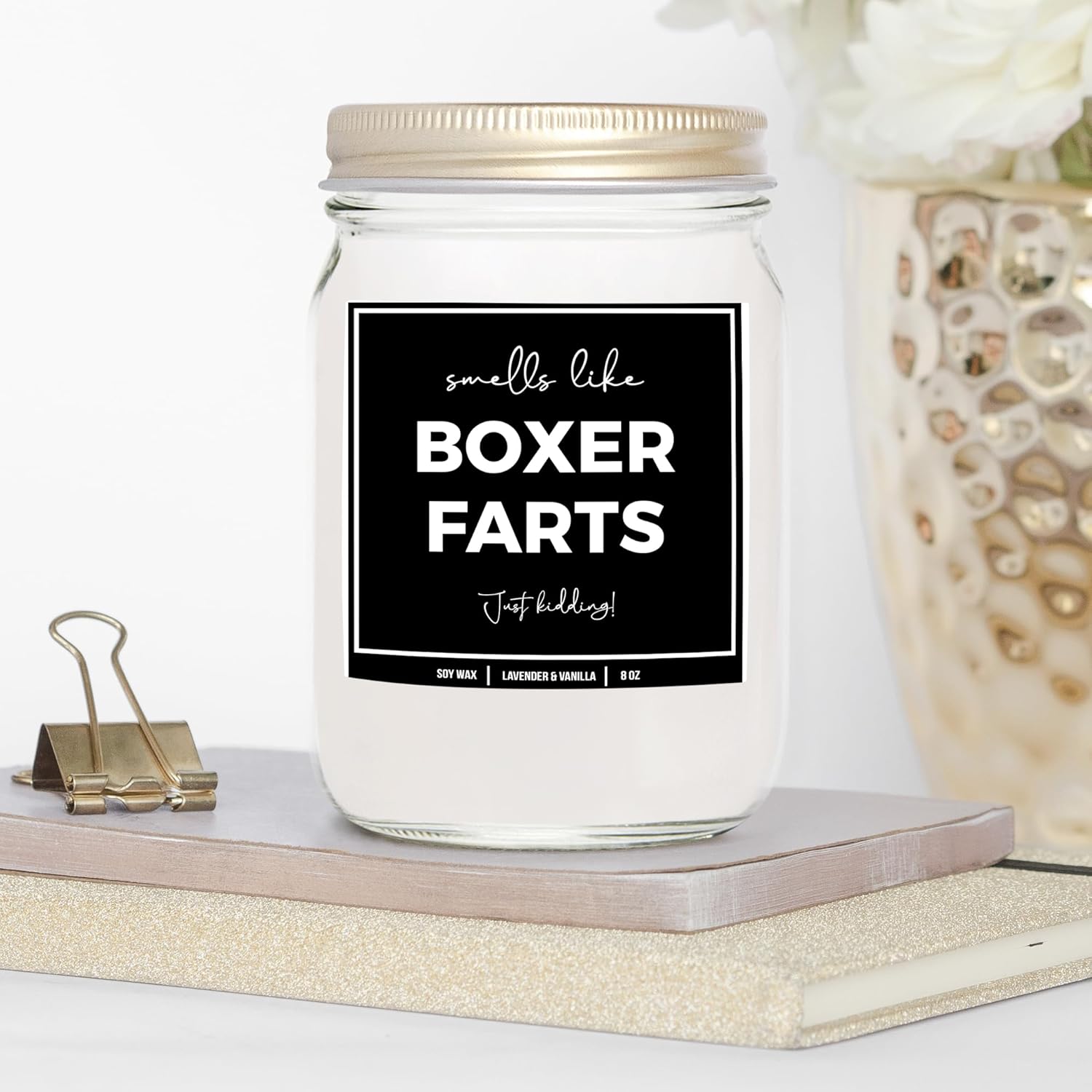 Boxer Dog Gift - 8oz Soy Candle Lavender Vanilla