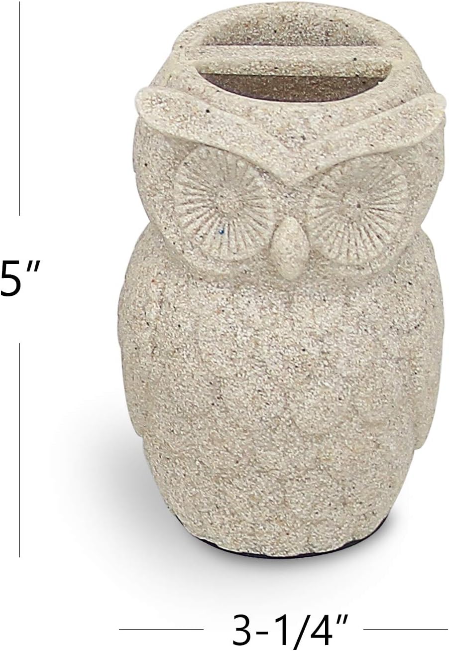 Evelyne Owl Resin Sandstone Bathroom Accessory Set