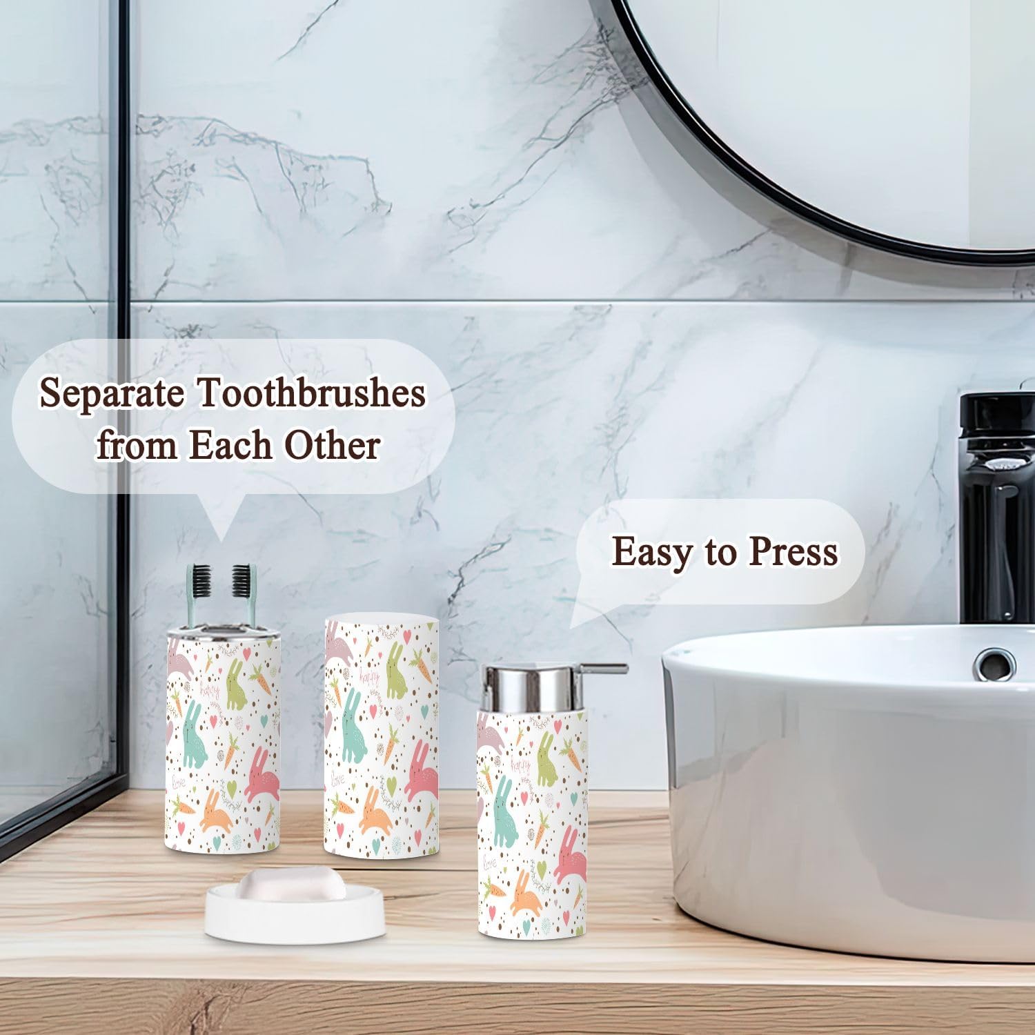 Bathroom Accessories 6-Piece Cartoon Pattern Set for Kids