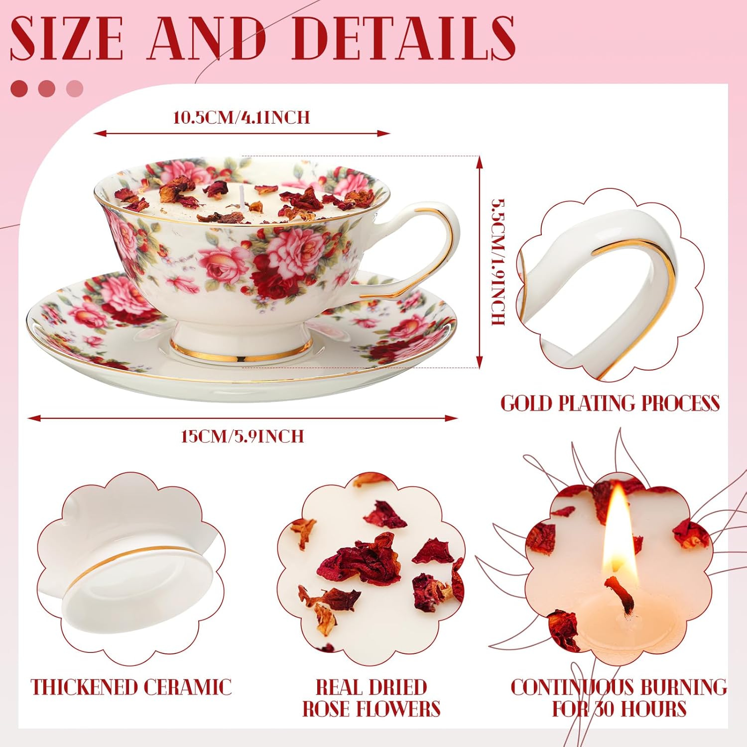 Floral Tea Cup Candle for Women Mothers Day Gift