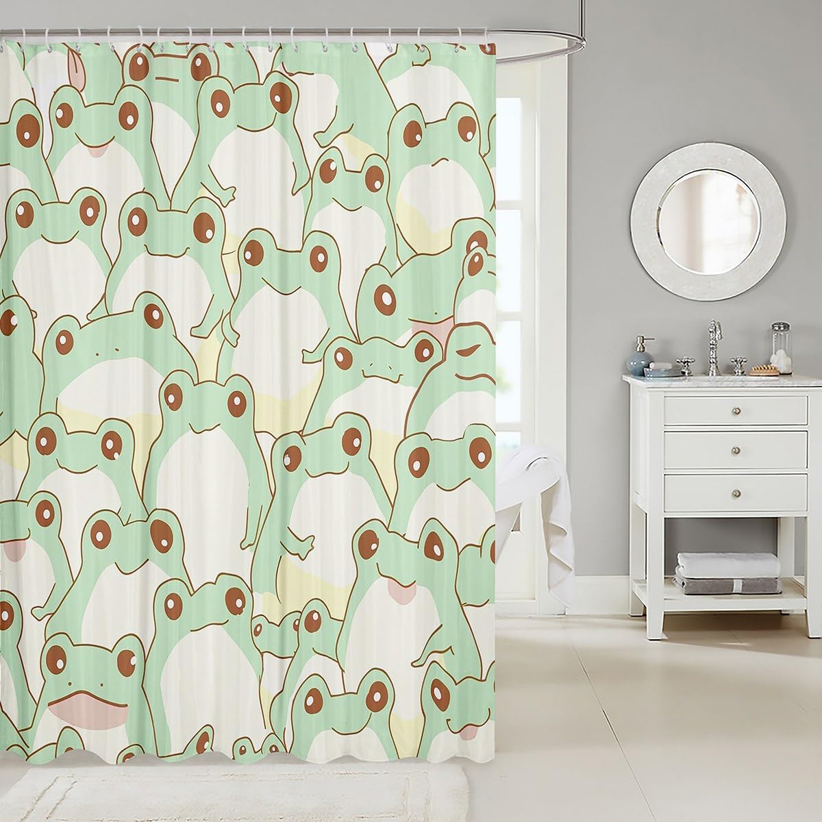 Homewish Cute Frog Shower Curtain 72x72 Inch