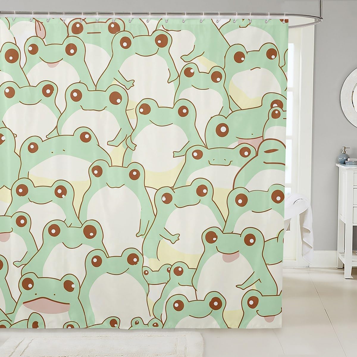 Homewish Cute Frog Shower Curtain 72x72 Inch