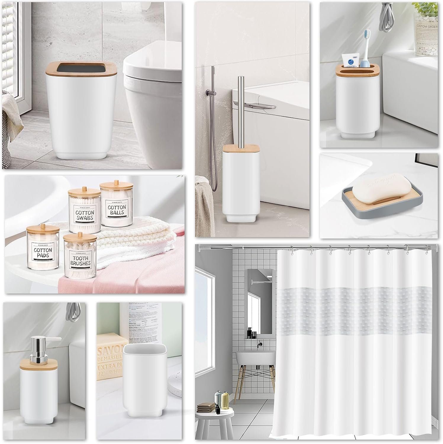 IMAVO Bathroom Accessories Set 11 Pieces White Grey