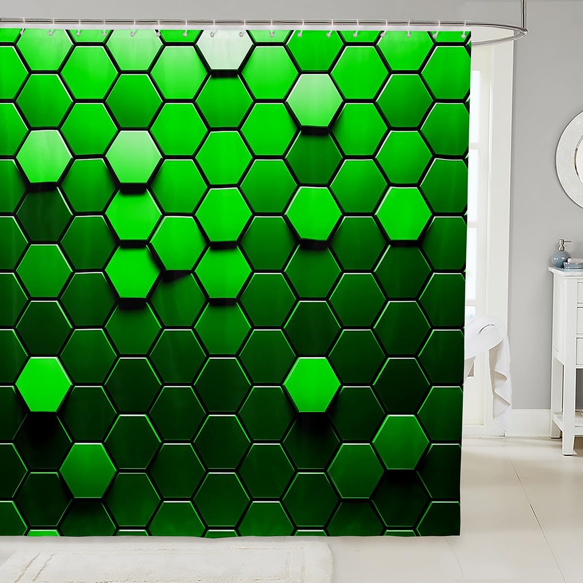 Pure Geometric Honeycomb Shower curtain for Kids