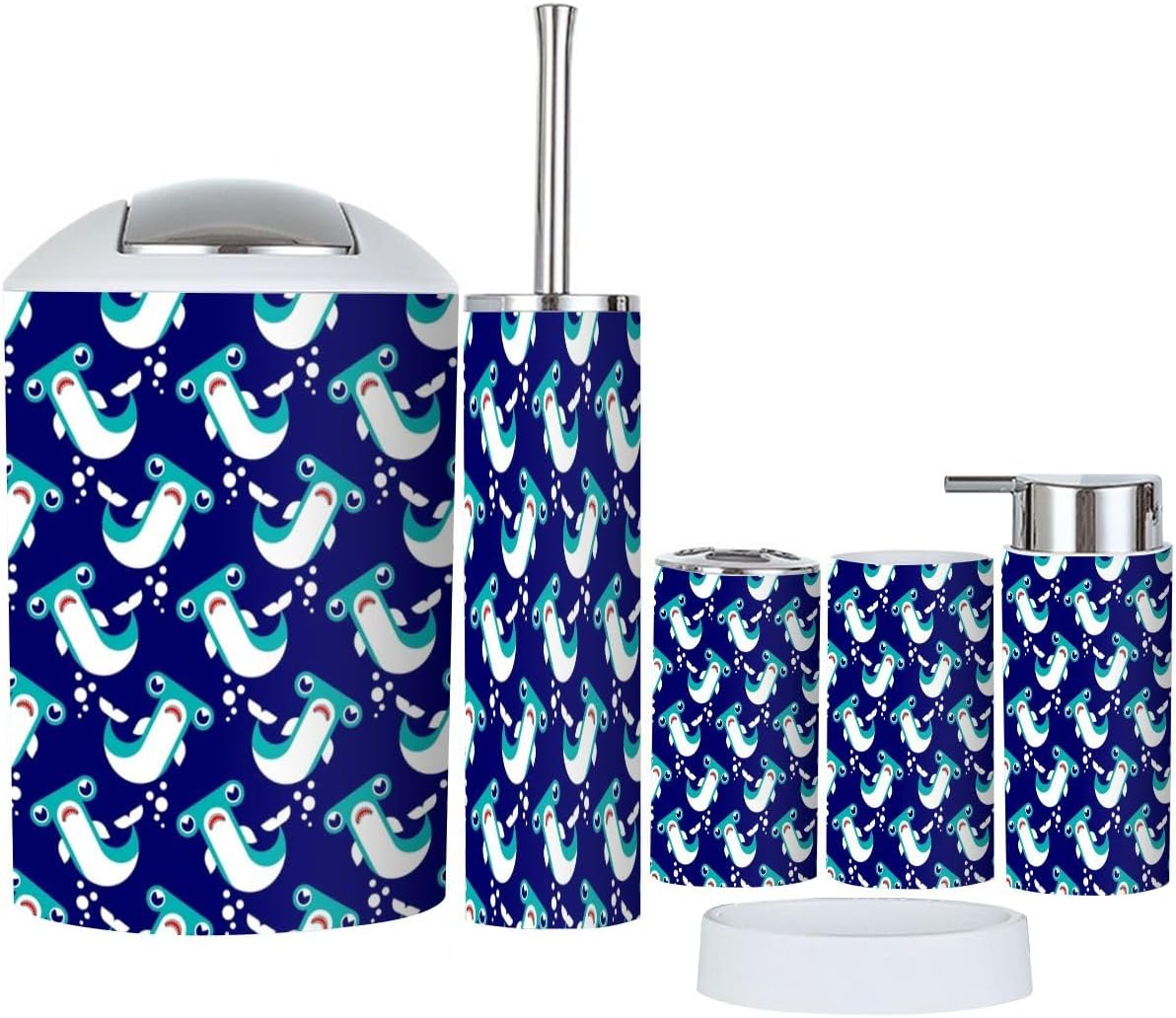 Hammerhead Shark Bath Set 6 Pcs - Durable Stylish for Kids