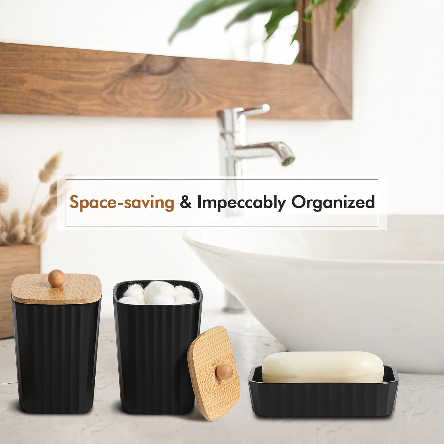 RYTOXILO Black Bathroom Set 21Pcs Complete Bathroom Accessories Water Resistant Style