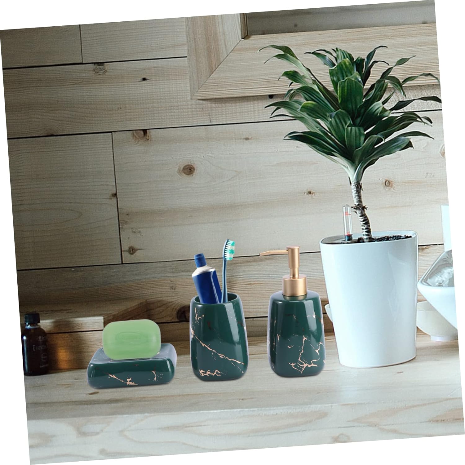 Complete Black Bathroom Set with 3 Essential Items for Organization Beauty