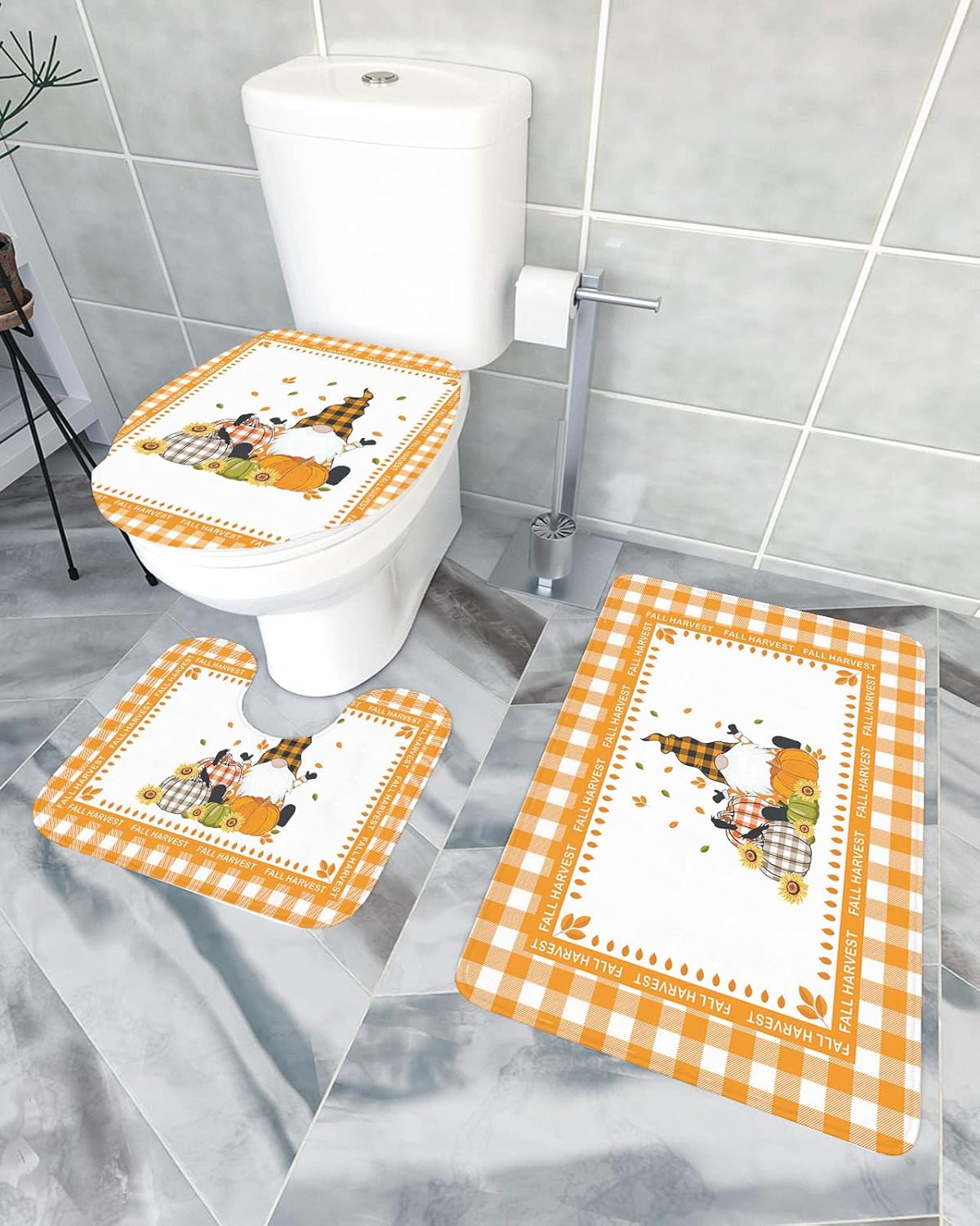 Perfect 3-Piece Bath Rug Set for autumn Multi-Use Non-SlipMat