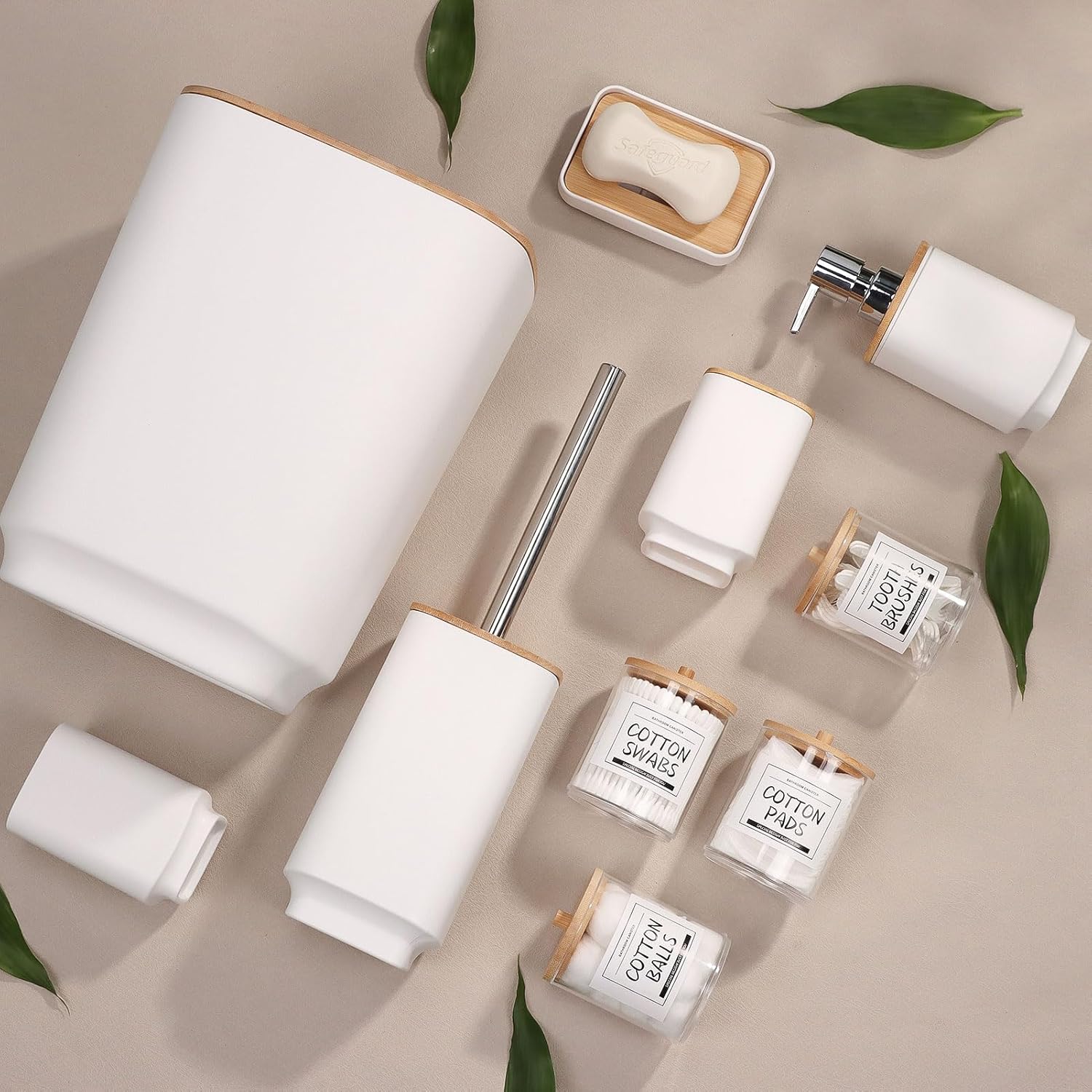 IMAVO Bathroom Accessories Set 11 Pieces White Grey
