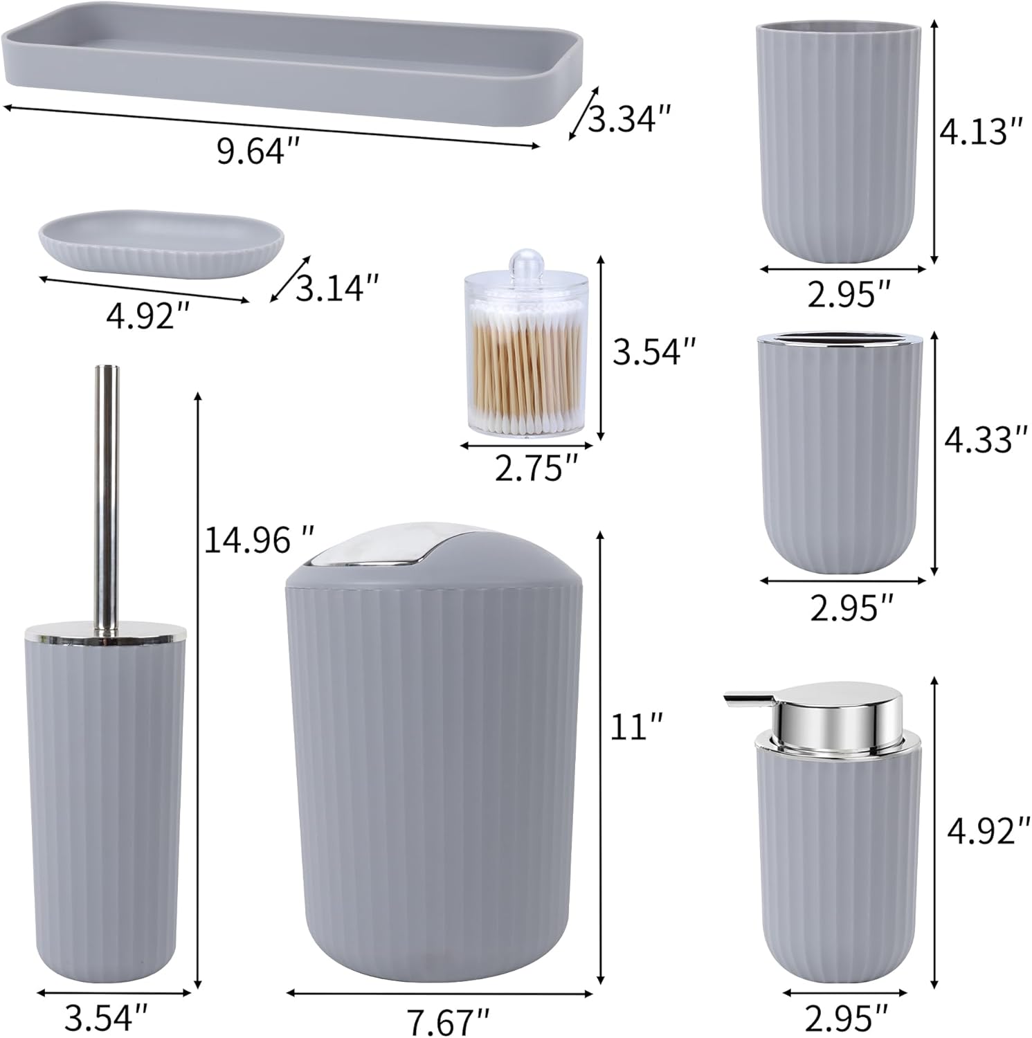 FEILANDUO 8 Piece Bathroom Accessory Set Gray