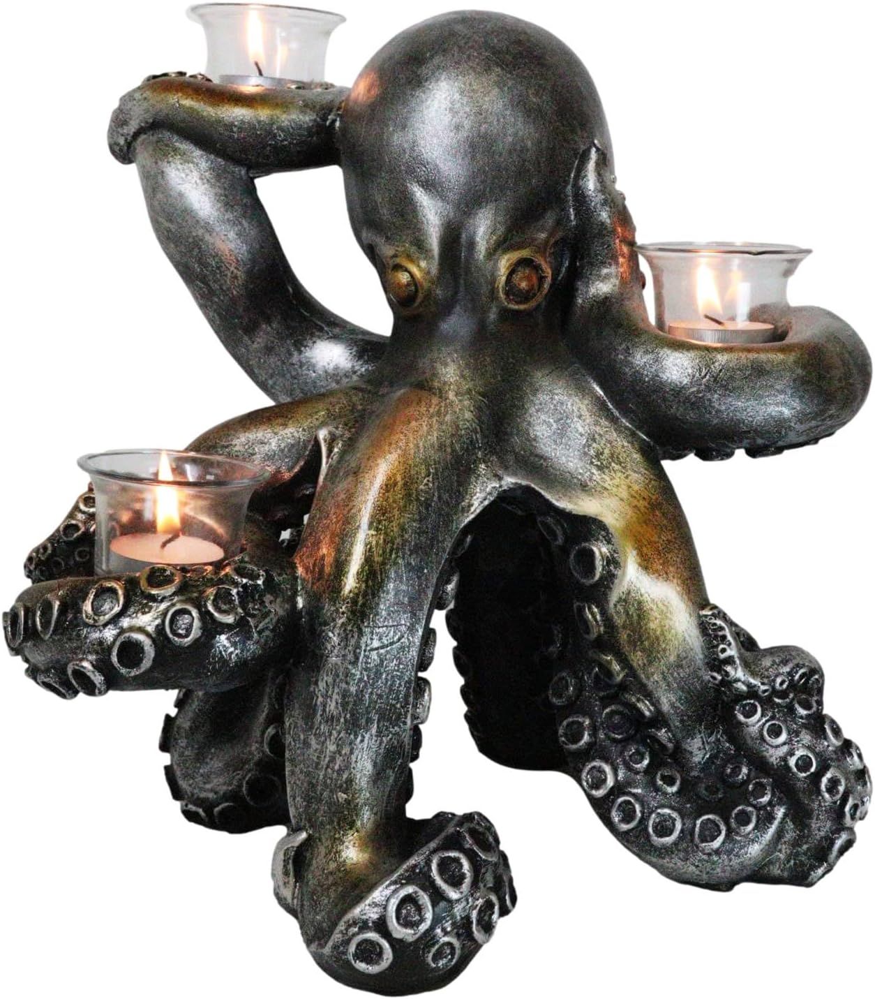 Ebros Rustic Holiday Octopus Candle Holder Statue 125 H