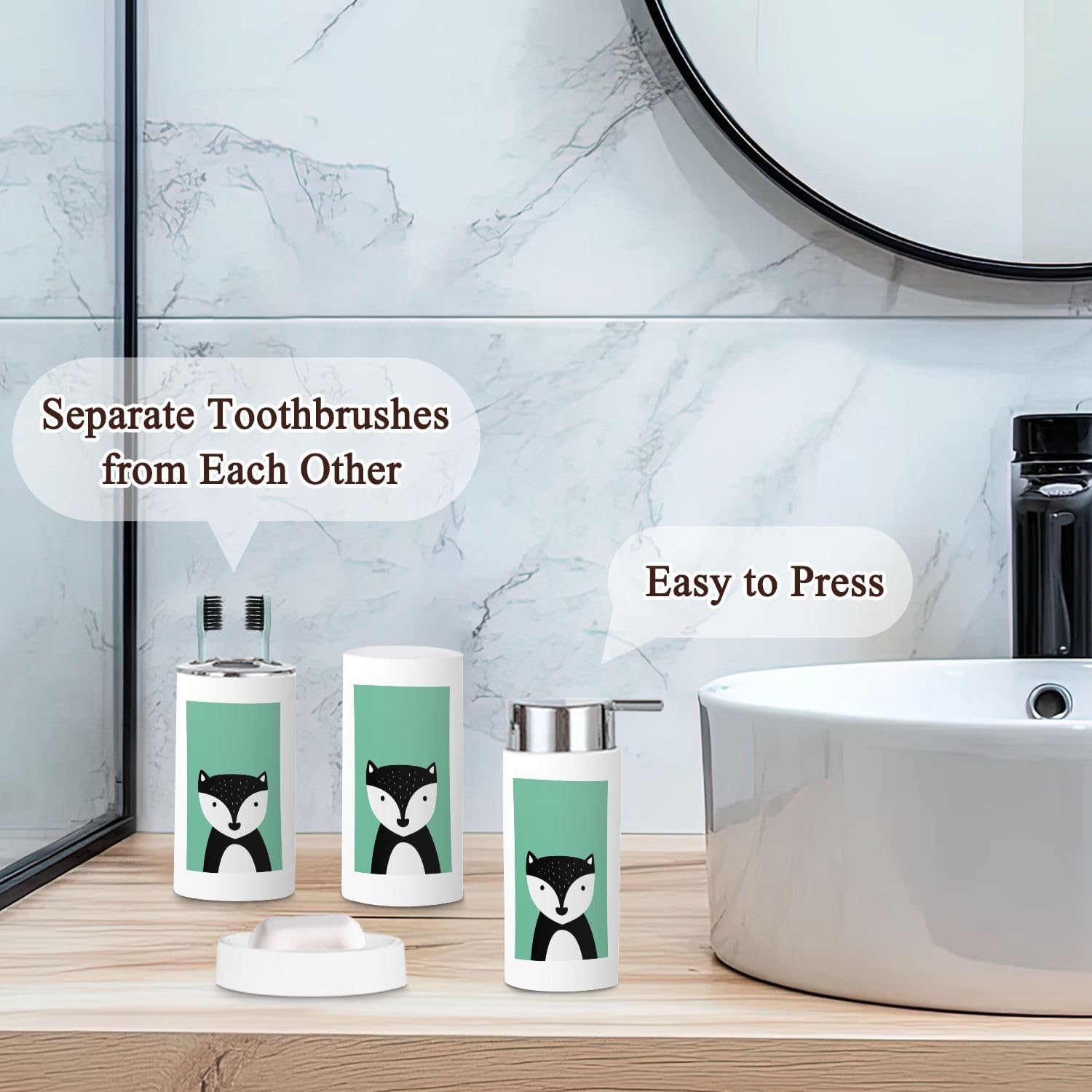 Sleek Nursery Bathroom Accessories 6-Piece Set