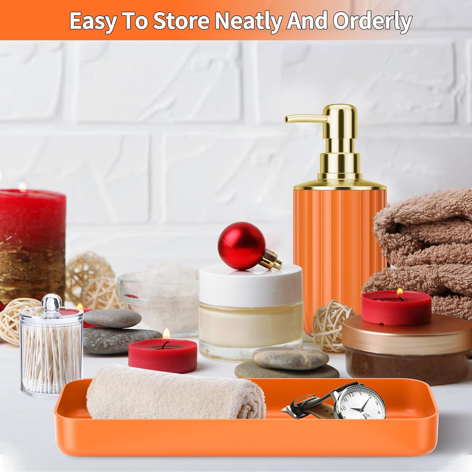 Complete Orange Bathroom Accessory Set for Home Kitchen