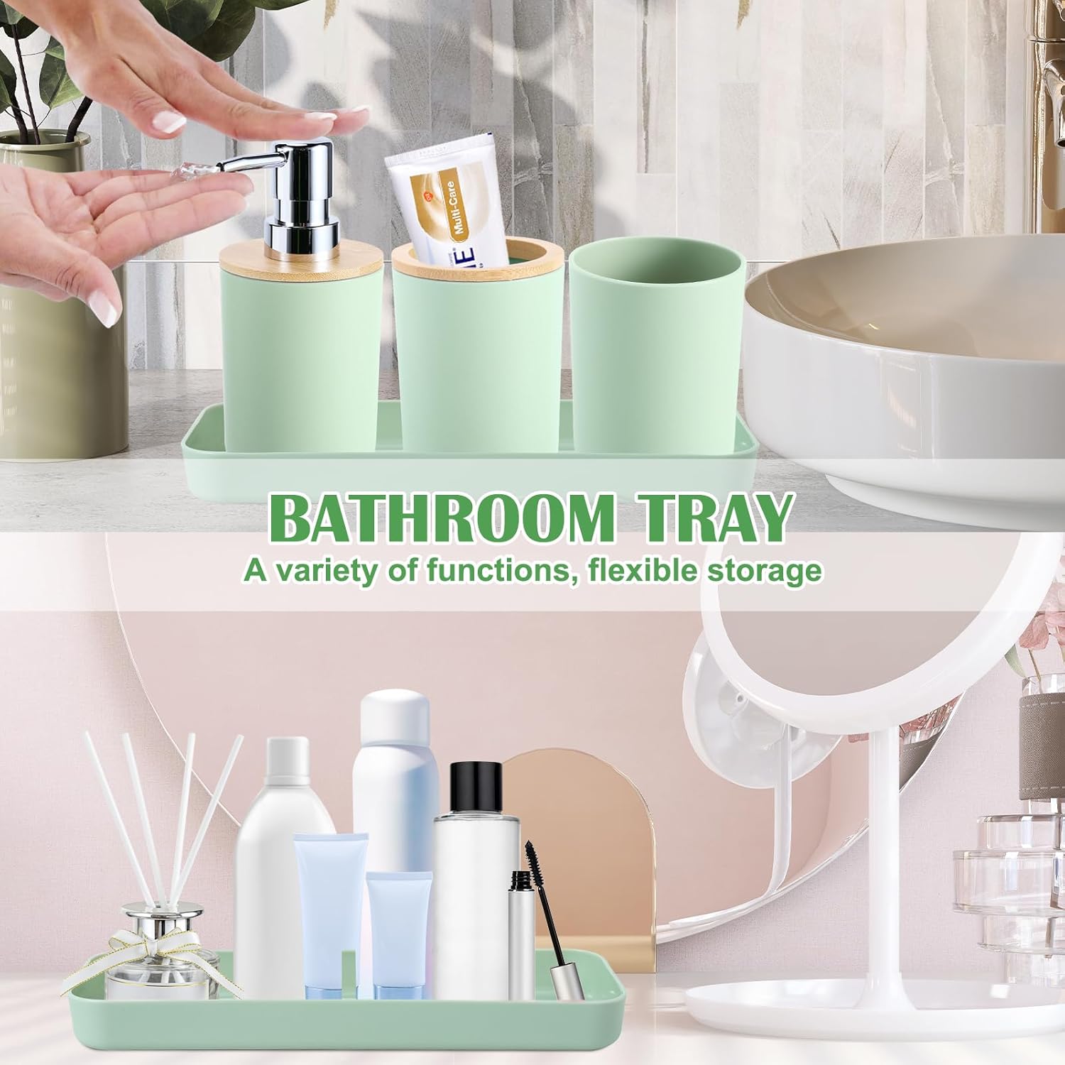 iMucci Pastel Green 9-Piece Bathroom Accessory Set