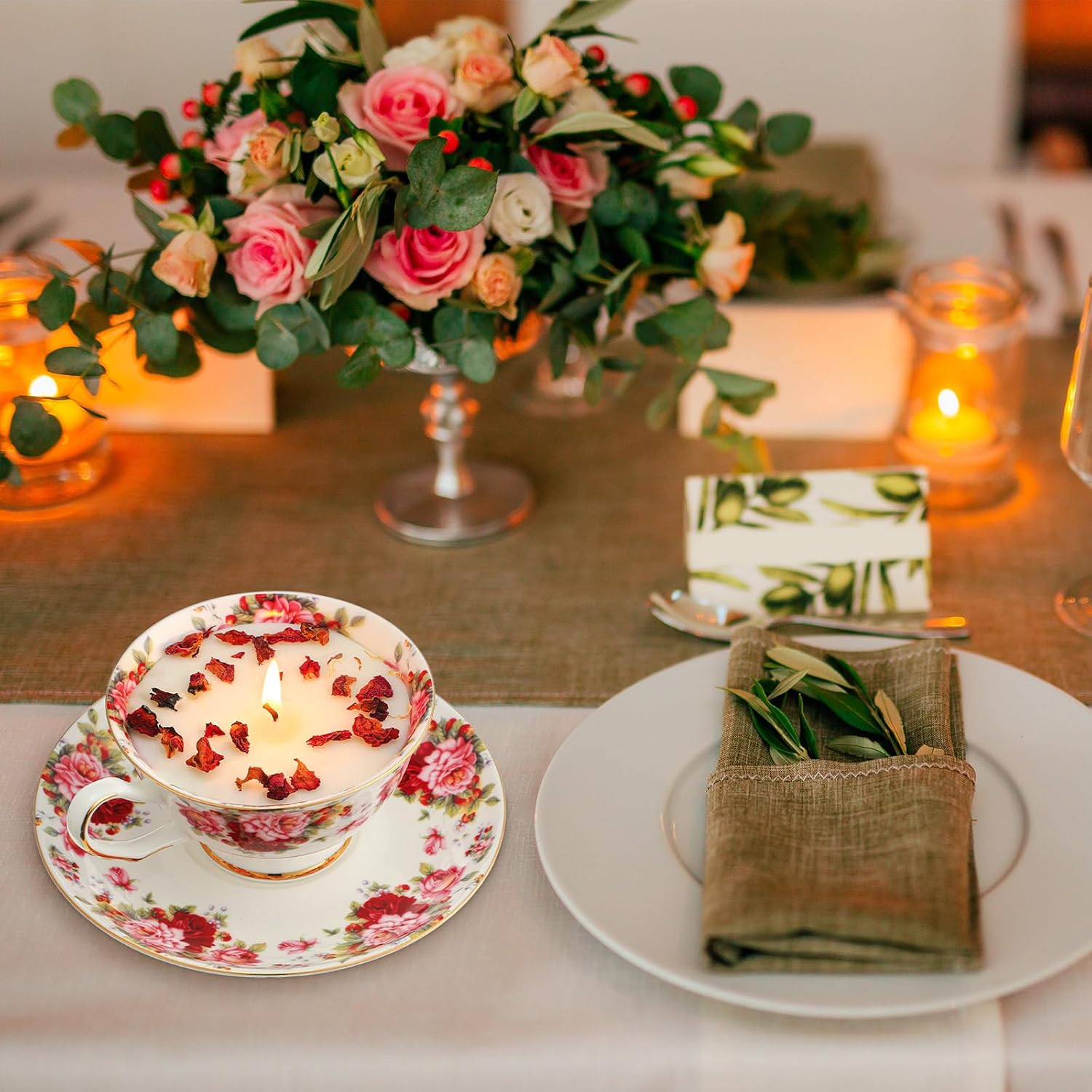 Floral Tea Cup Candle for Women Mothers Day Gift