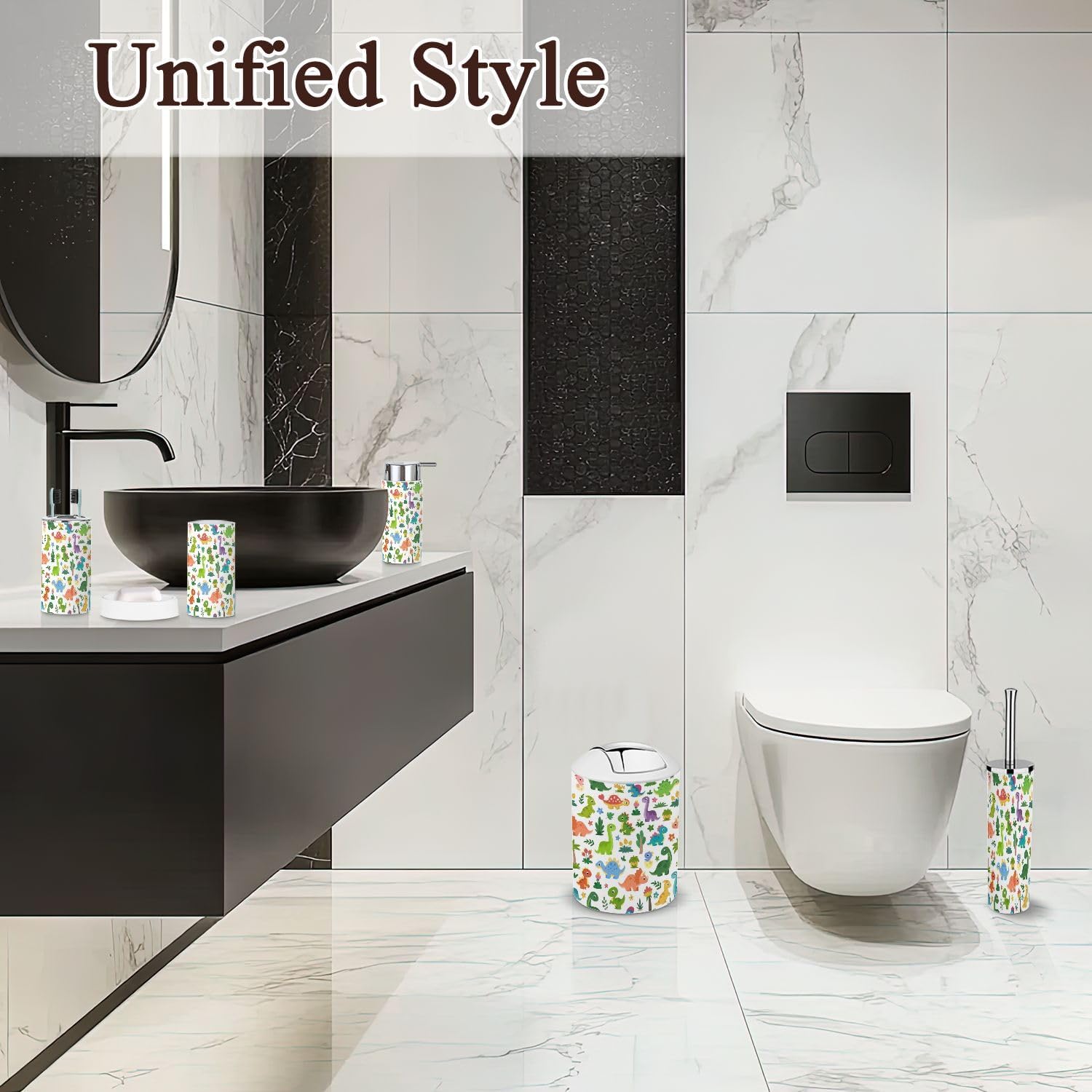 Unique 6-Piece Cartoon Dinosaur Bathroom Set for Kids