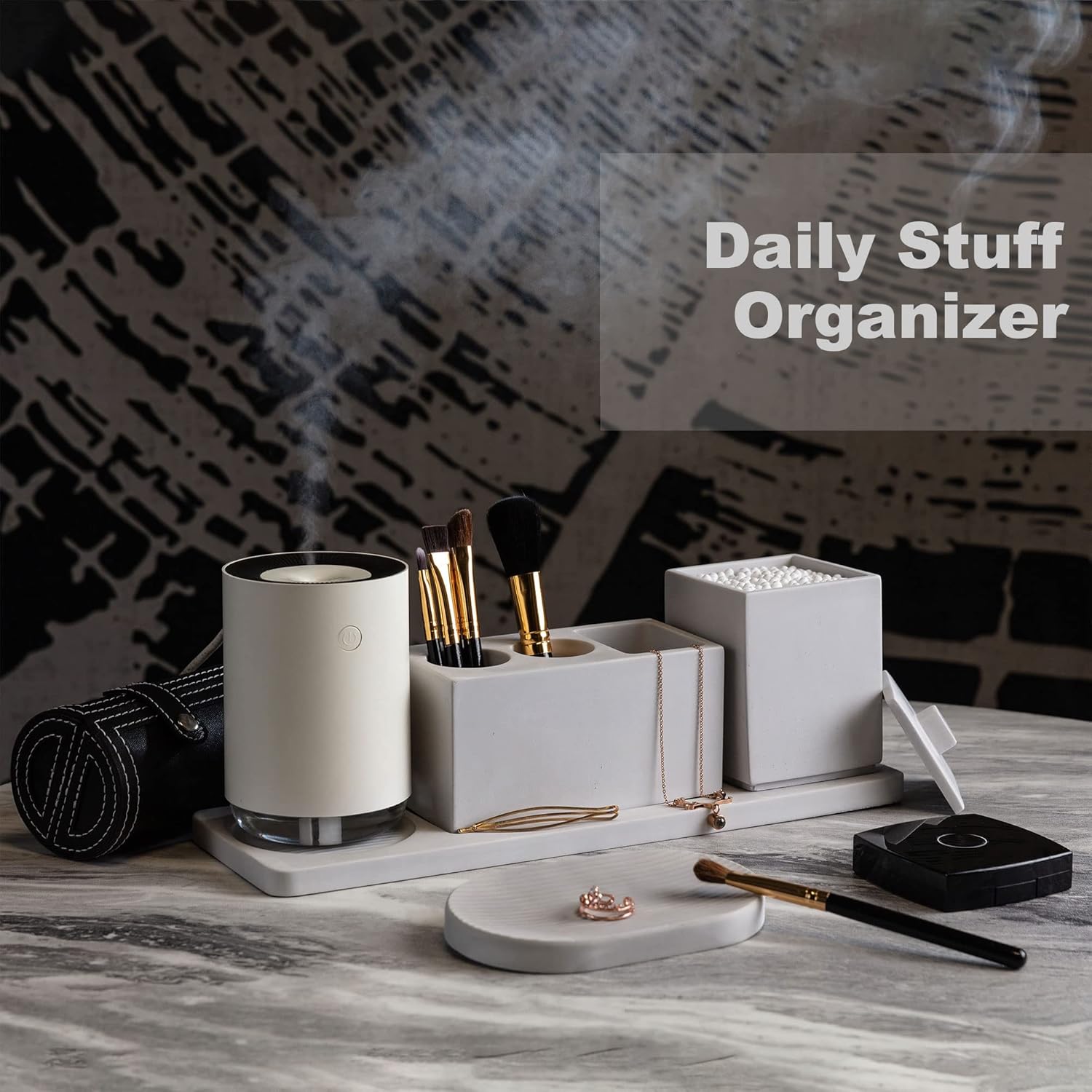 AUSAULAC Sturdy Diatomite Bathroom Accessory Set in Grey