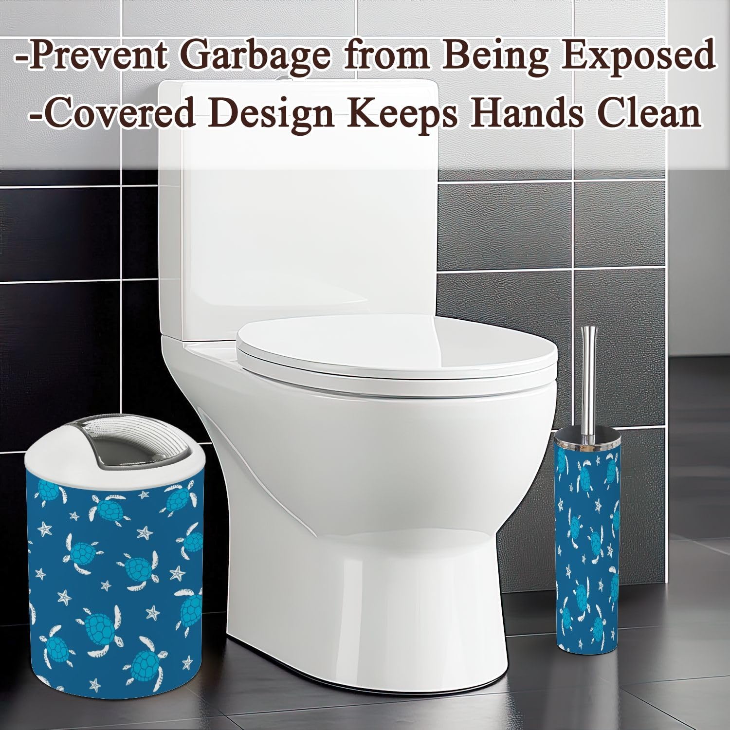 6-Piece Bathroom Set with Turtles Decor