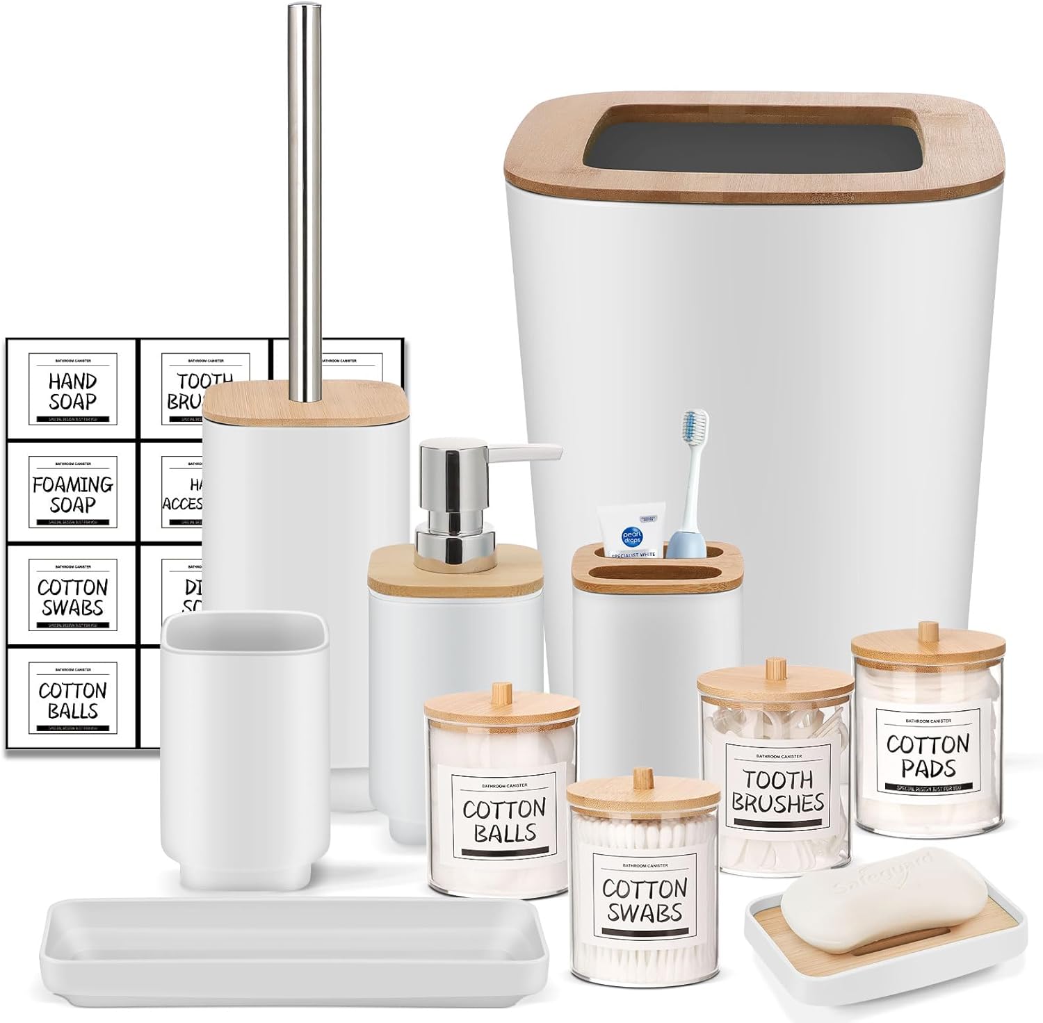 IMAVO Bathroom Accessories Set 11 Pieces White Grey