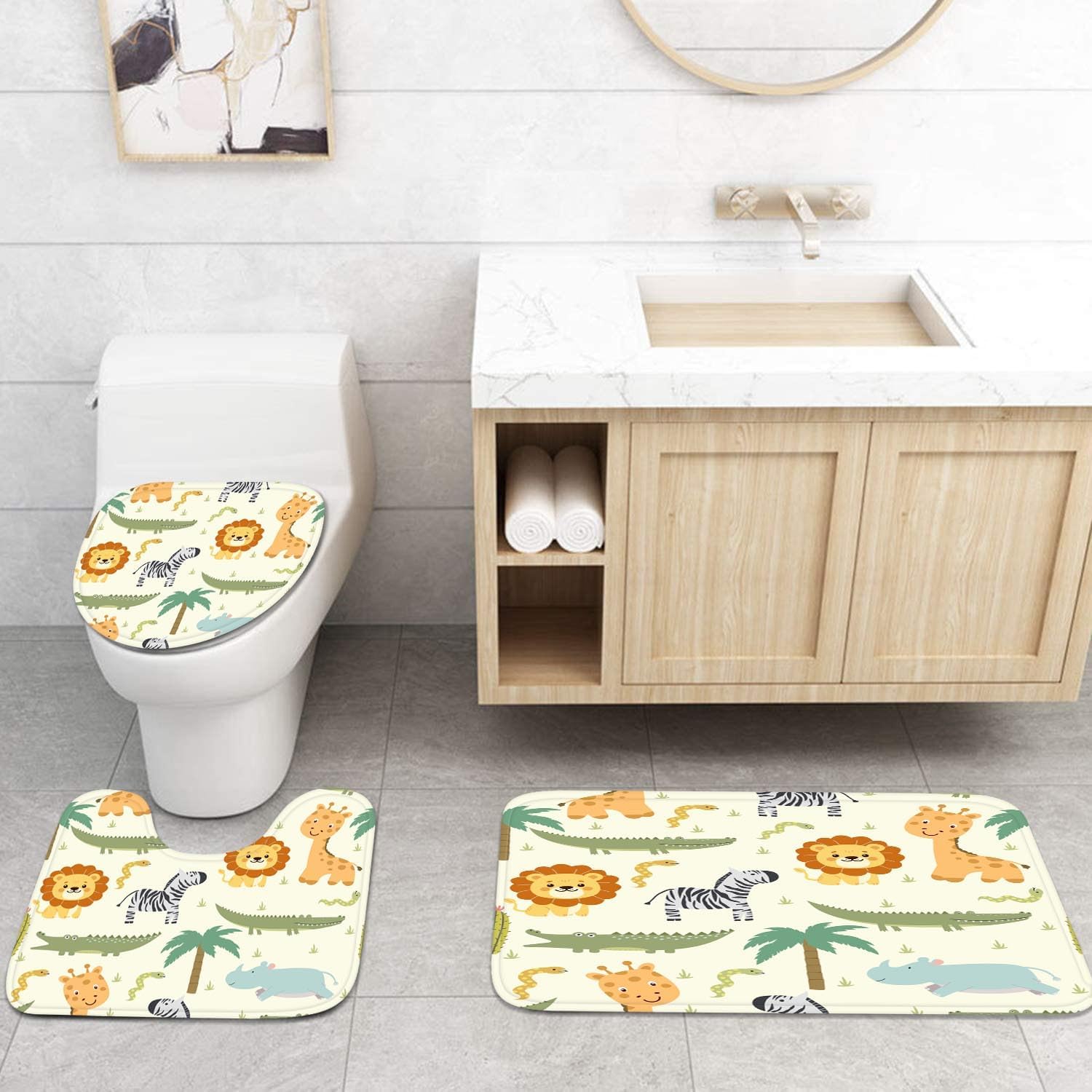 Britimes 4 Piece Bathroom Set with Non-Slip Rugs
