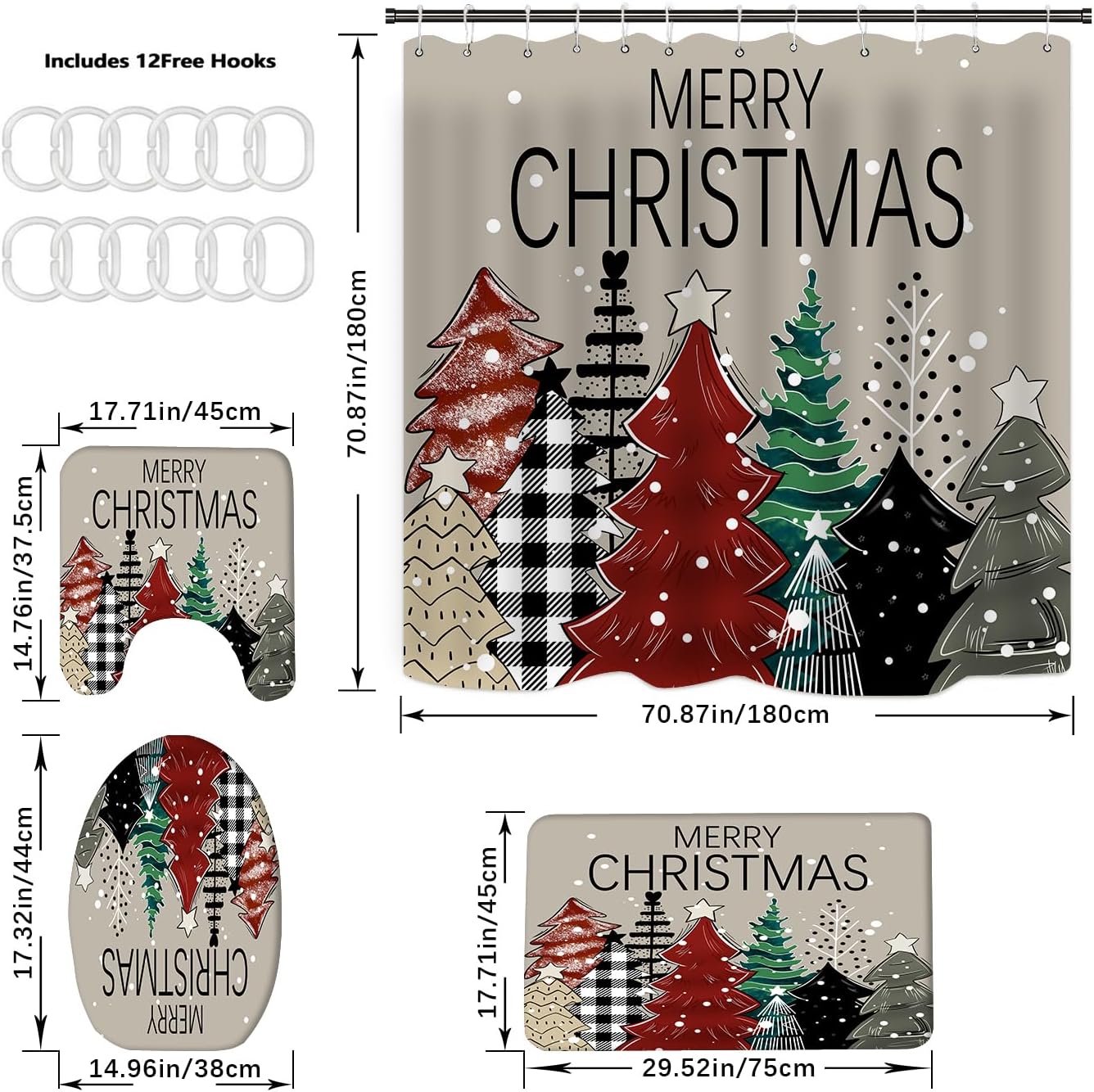 Merry Christmas Bath Set with Rugs
