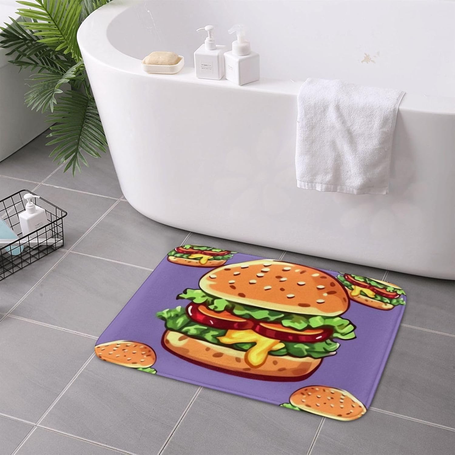 Cartoon Hamburger Welcome Door Mat For Entryway
