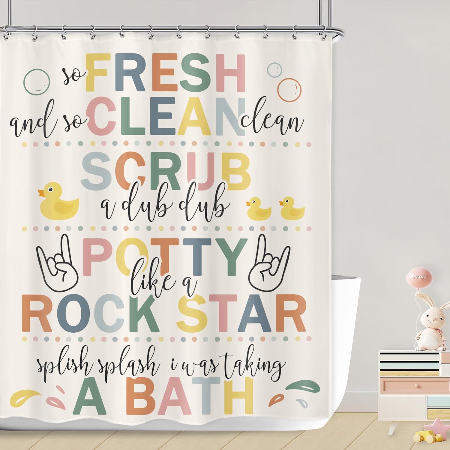 LGhtryo 12-Piece Kids Bathroom Rules Set - Fun Cartoon Positive Quotes