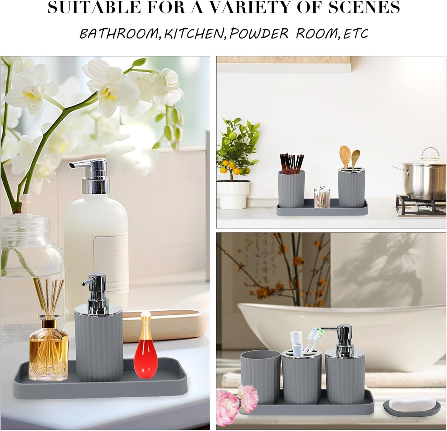 Grey Bathroom Accessories Set